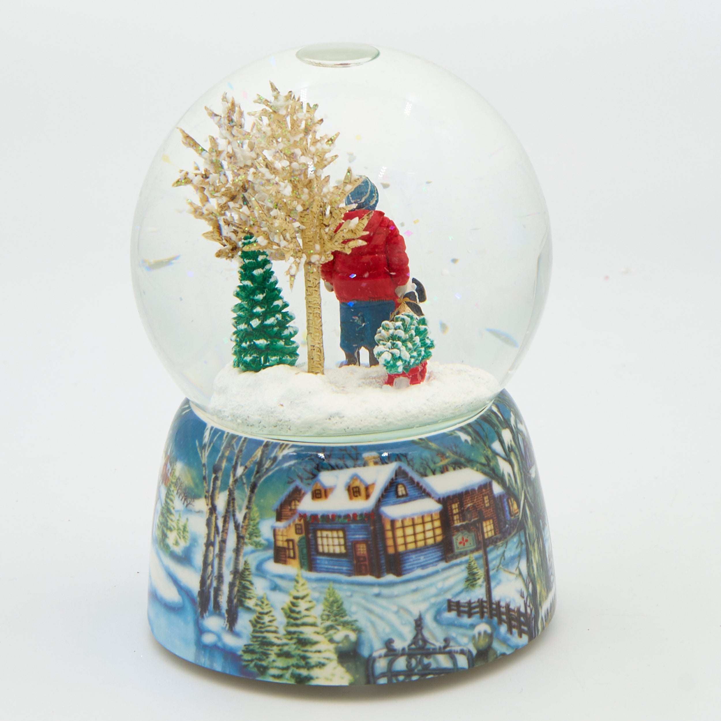 Glitterdome Musical Boy with Dog – "O Christmas Tree" Tune