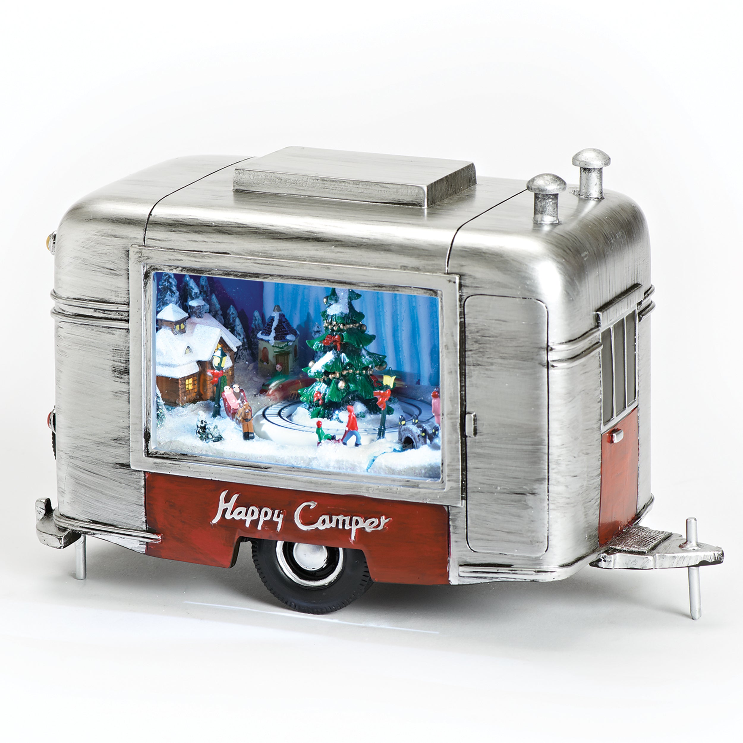 トレーラー ミュージカル アンティーク 【Roman】<クリスマス> Amusements Lighted Musical Happy Camper Trailer with Rotating Scene