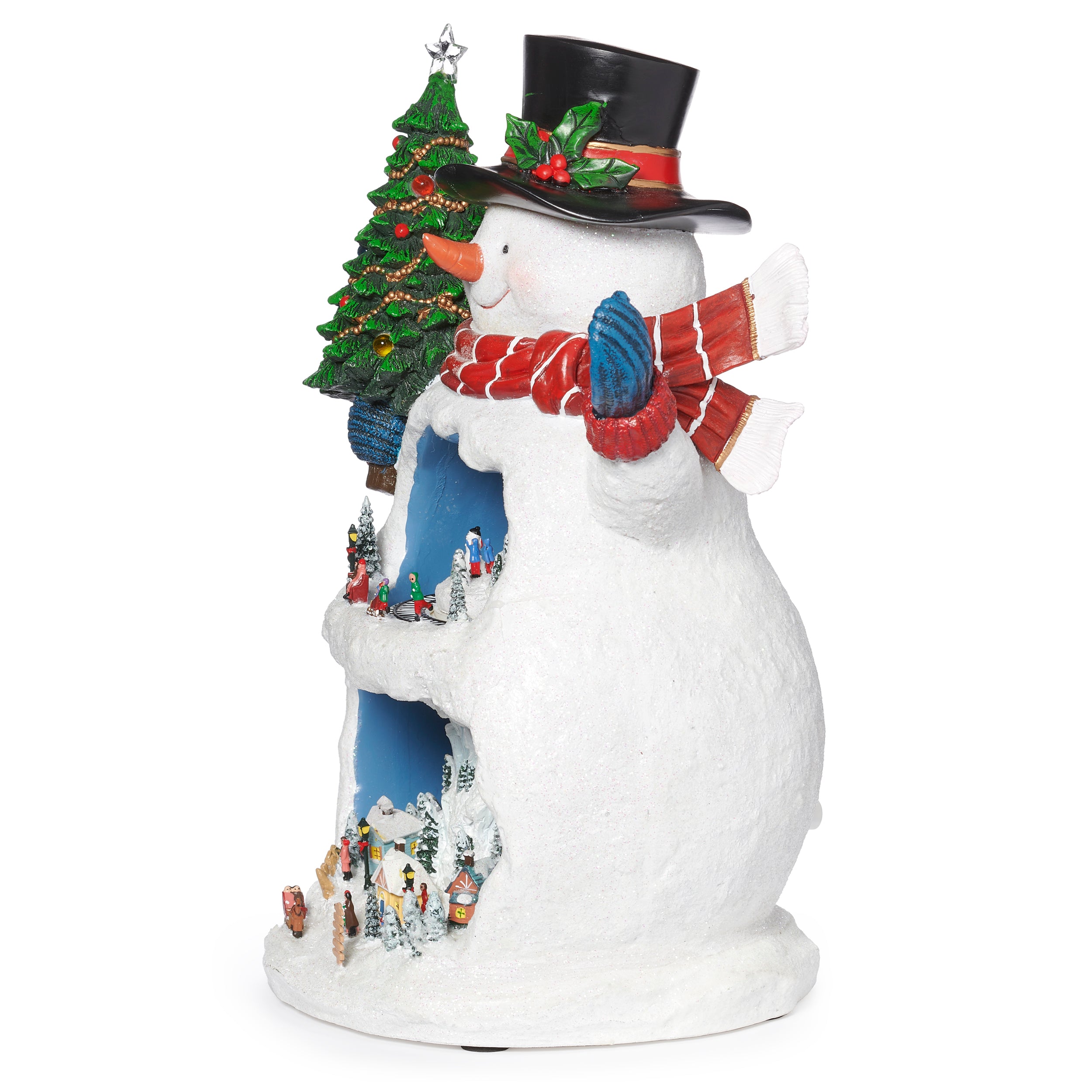 Amusements Lighted Musical Snowman with Dual-Level Rotating Christmas Village Scenes