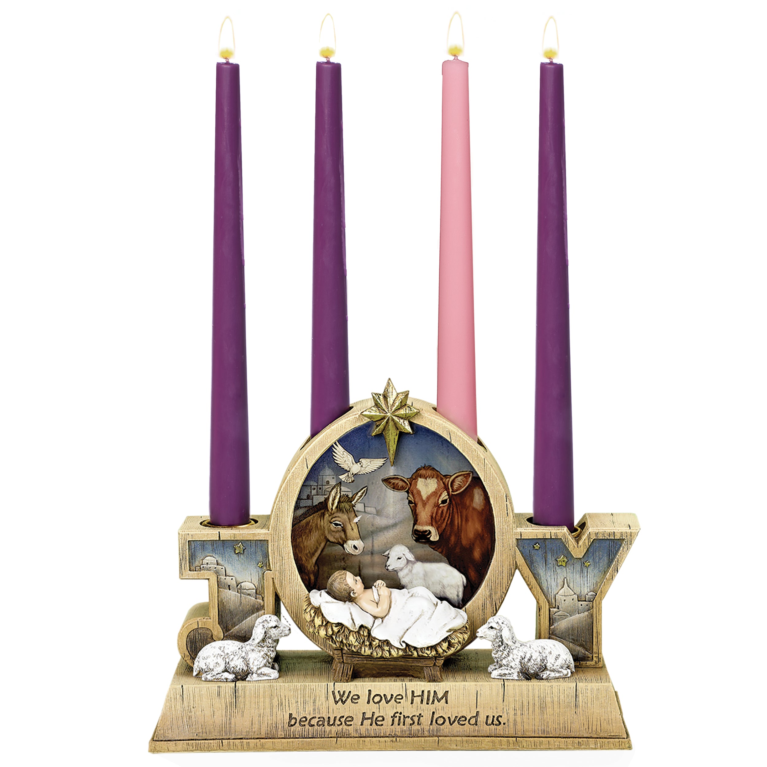 Baby Jesus with Animals Advent Candle Holder