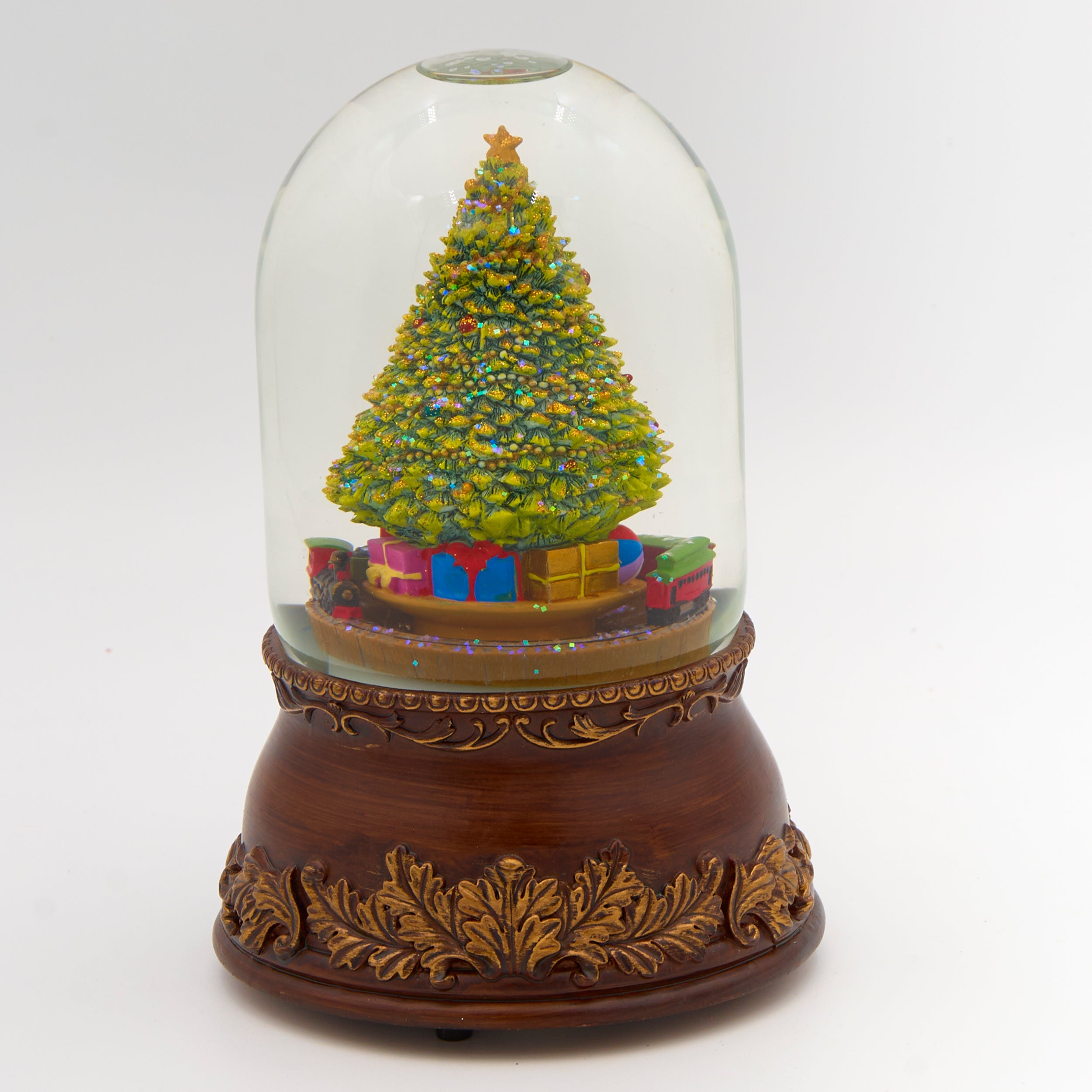 Glitterdome Musical Nutcracker Tree with Rotating Train – "Jingle Bells" Tune