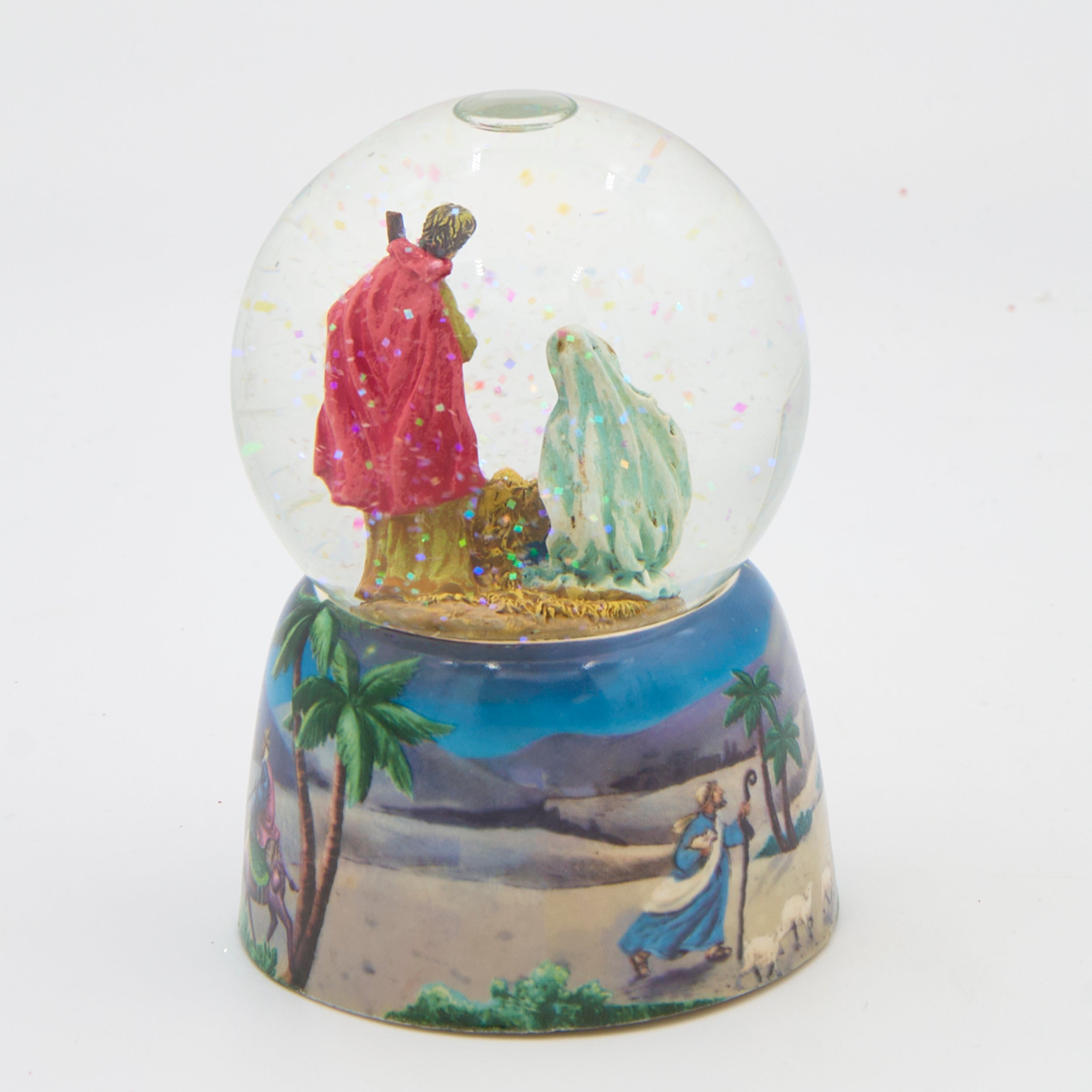 Glitterdome Musical Holy Family Nativity Scene - "Silent Night" Tune