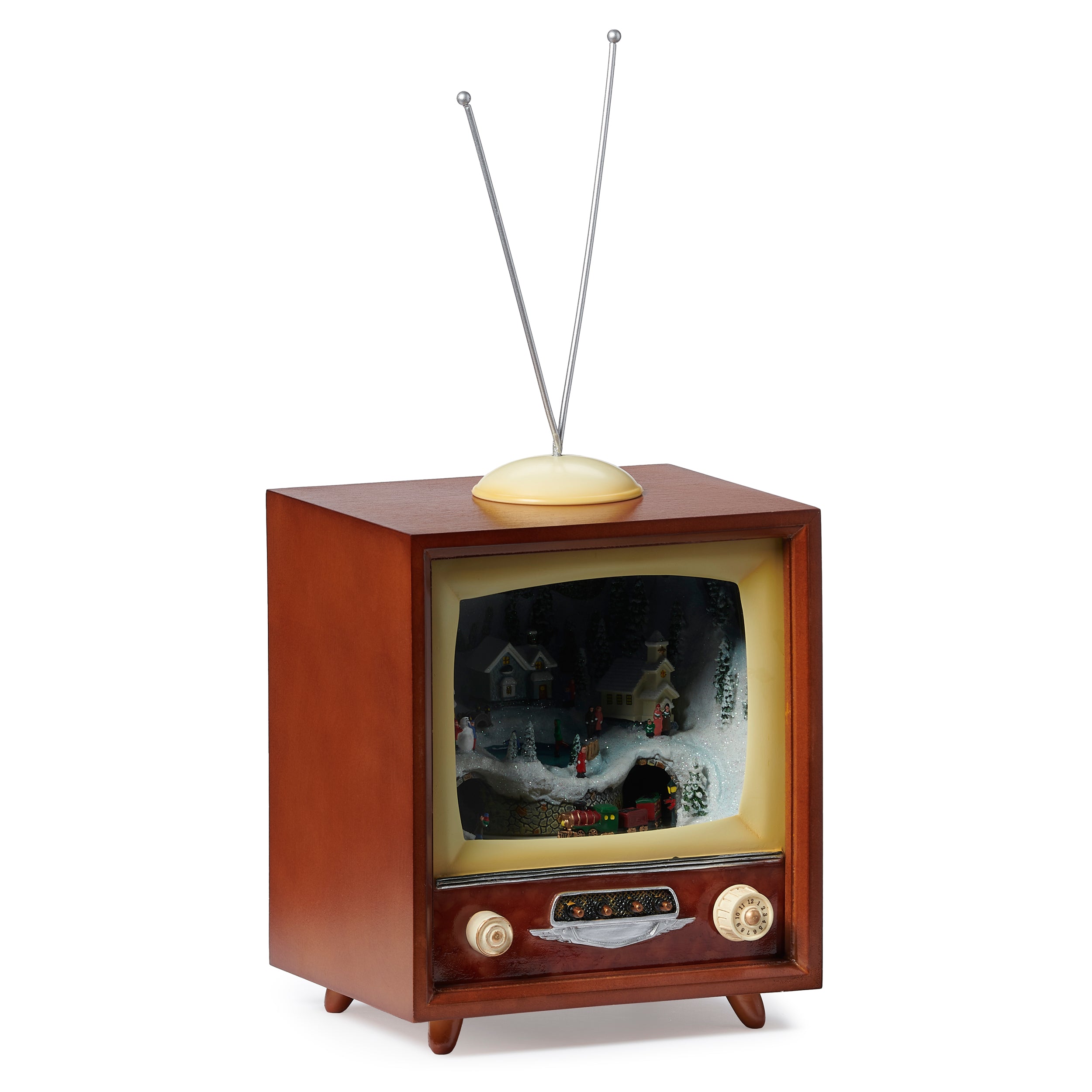 Amuesements Lighted Musical TV Village with Underground Rotating Train & Skaters