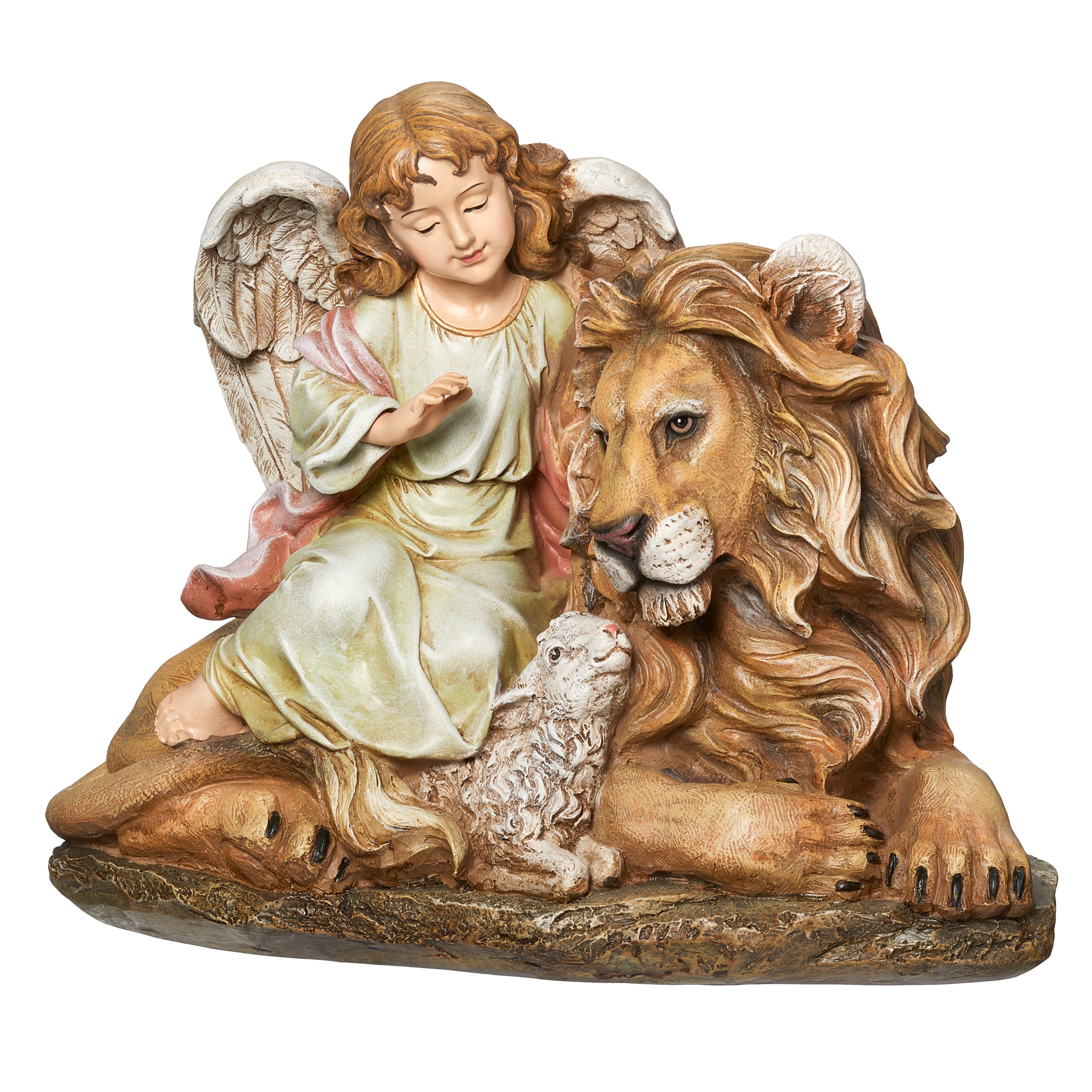Joseph's Studio Lion & Lamb with Angel Figure - Renaissance Collection