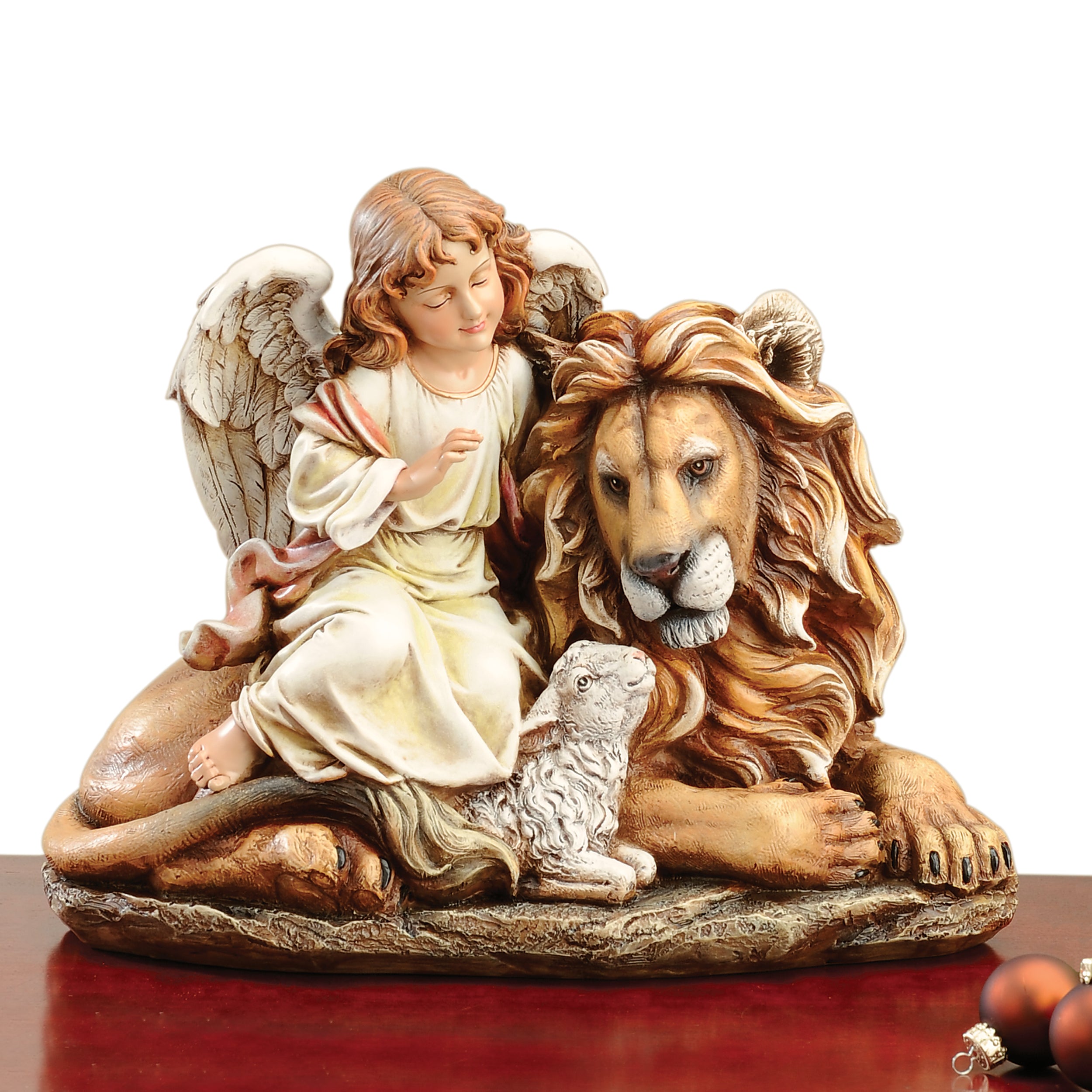 Joseph's Studio Lion & Lamb with Angel Figure - Renaissance Collection