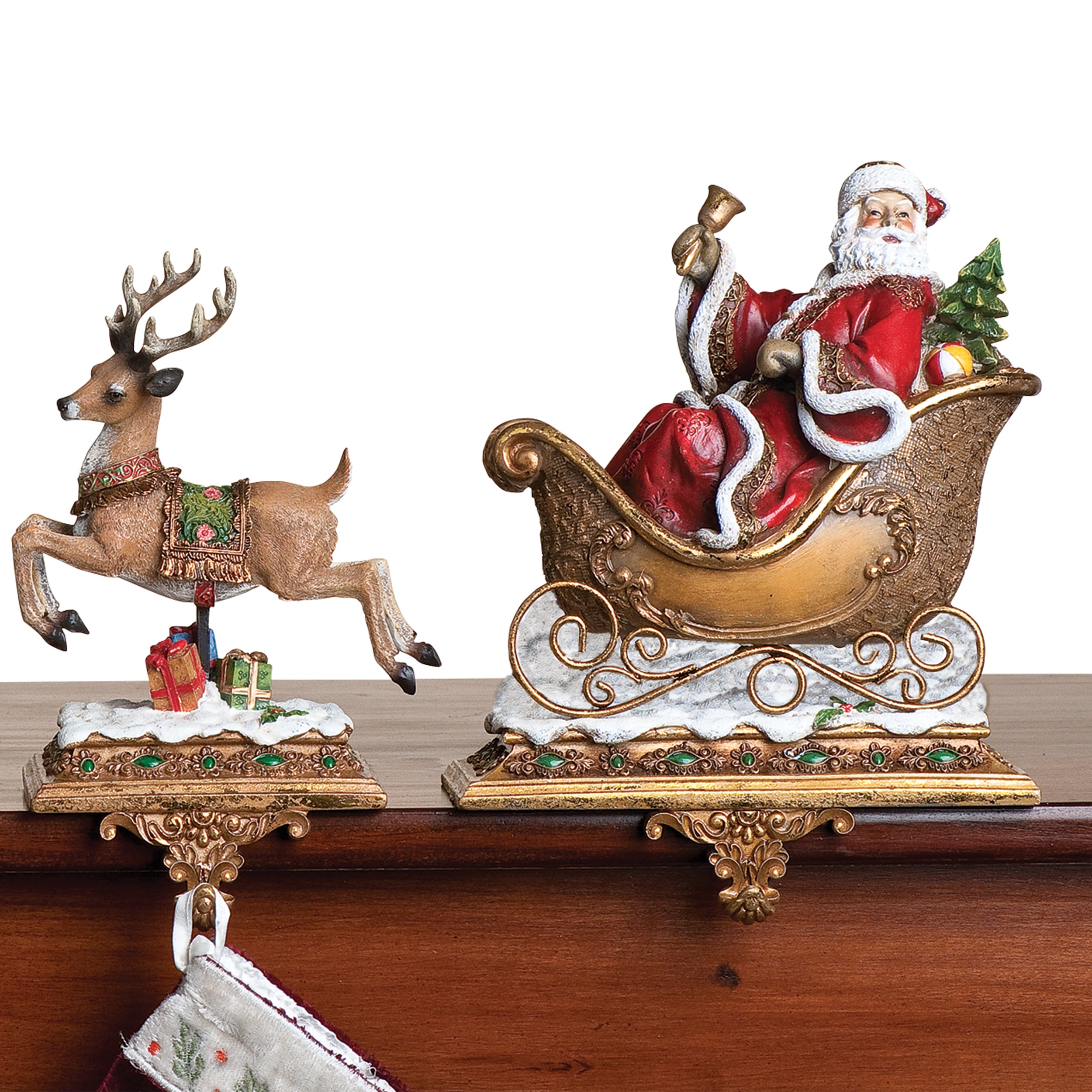 Joseph's Studio Santa and Reindeer Stocking Holder Set