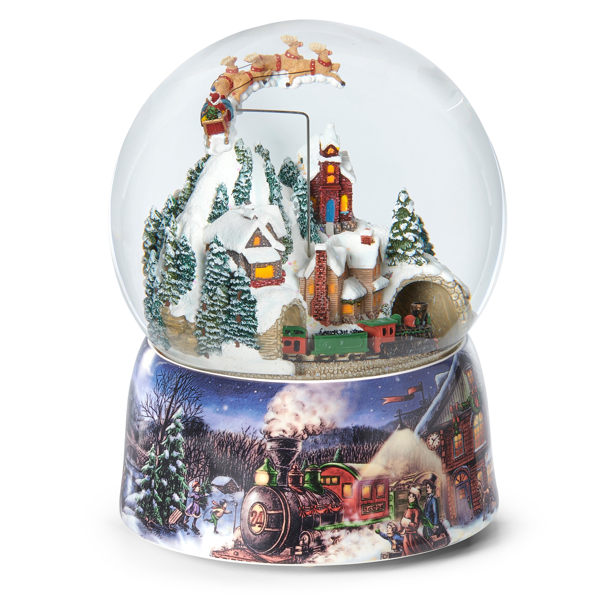 Glitterdome Musical Santa's Train Rotating - "We Wish You a Merry Christmas" Tune