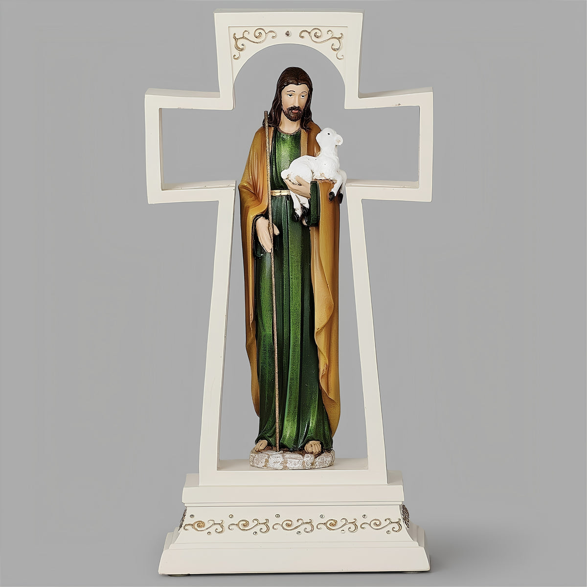 Lighted Good Shepherd Cross with Jesus holding a lamb