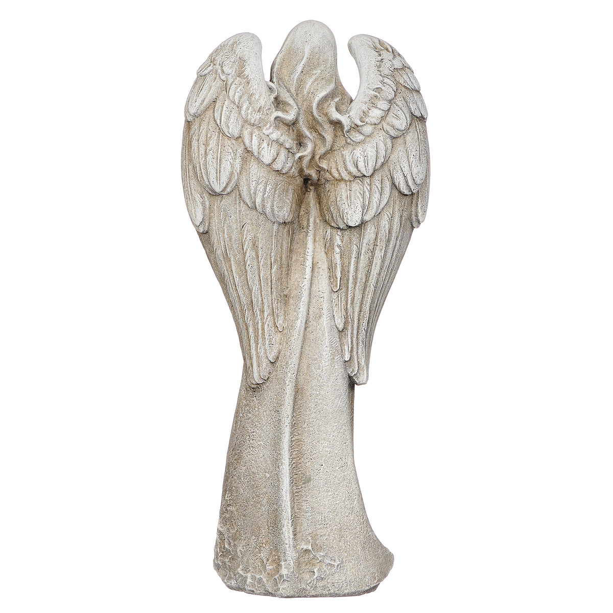 Back view of Joseph's Studio Praying Angel Garden Statue showing the large textured wings and stone-look finish