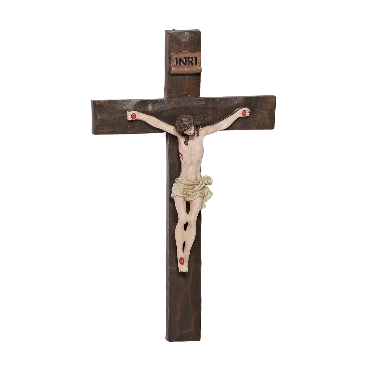 8-inch beveled Catholic wall crucifix with traditional Jesus Christ corpus