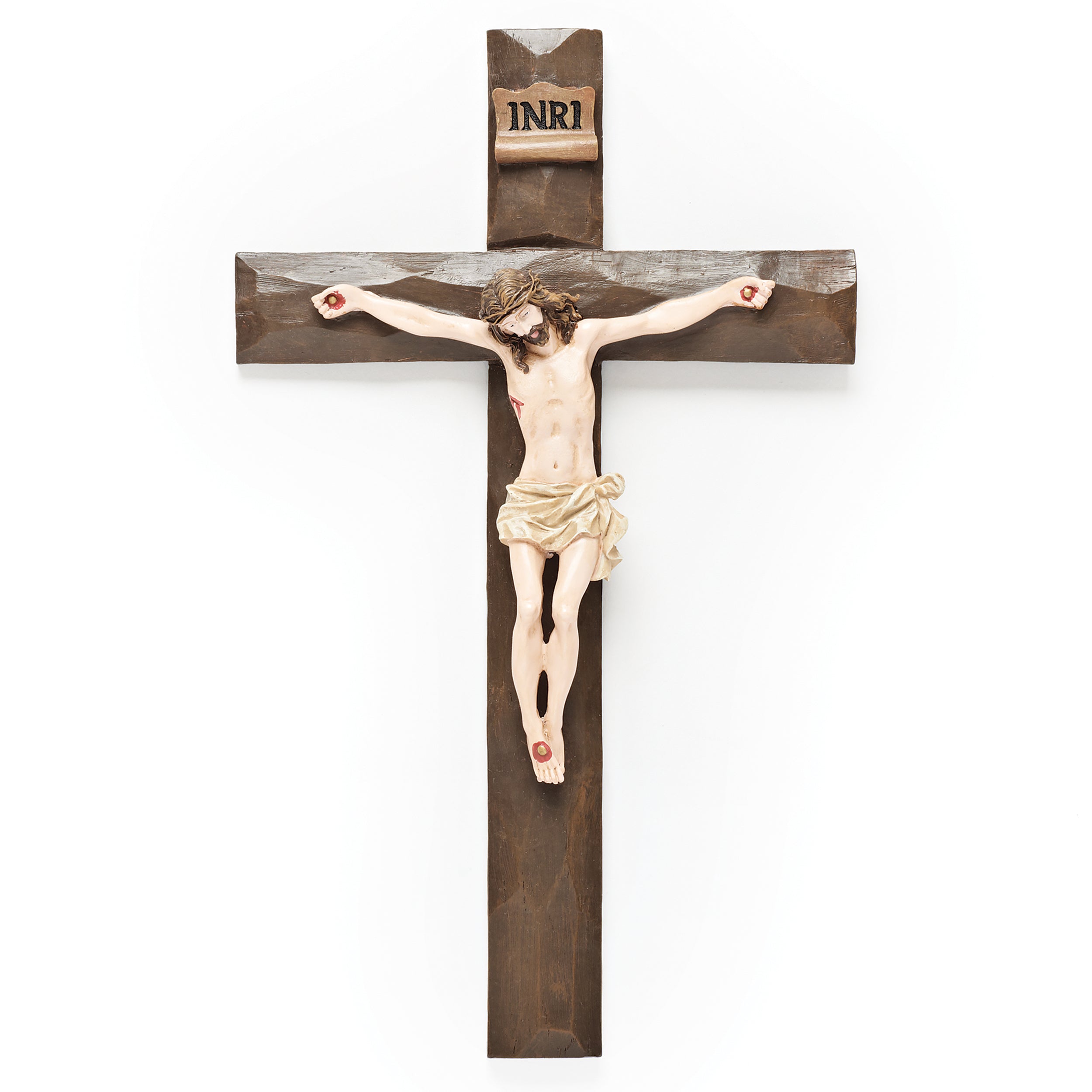 Beveled Wall Crucifix with Traditional Corpus