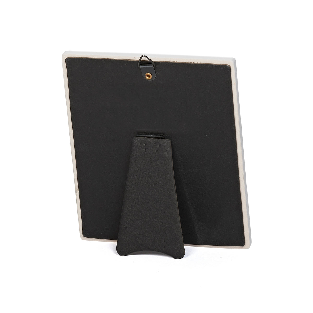 Back view of Hail Mary Wall Plaque showing the black easel stand for tabletop display