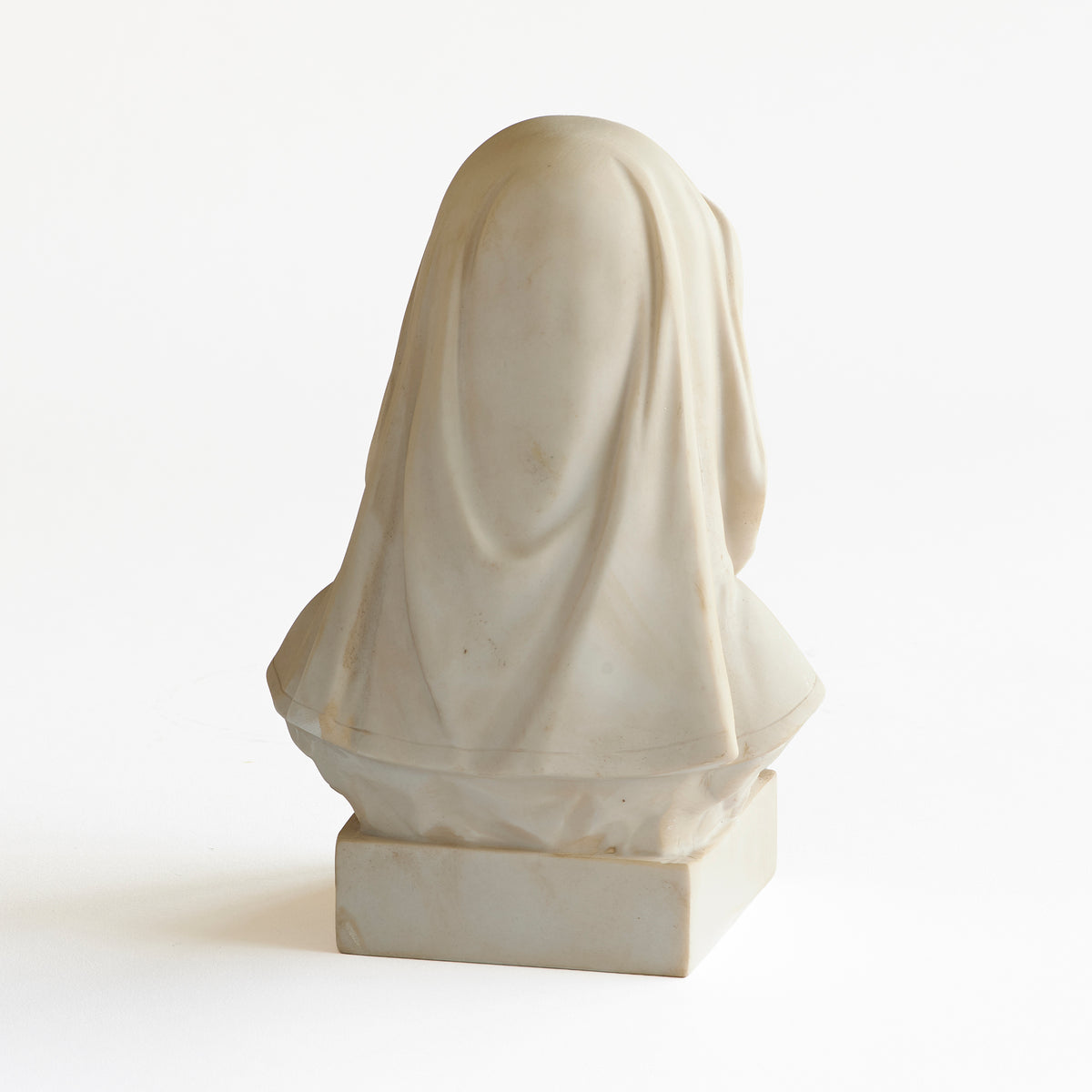 Back view of Ivory Madonna Bust showing the flowing veil and smooth ivory finish