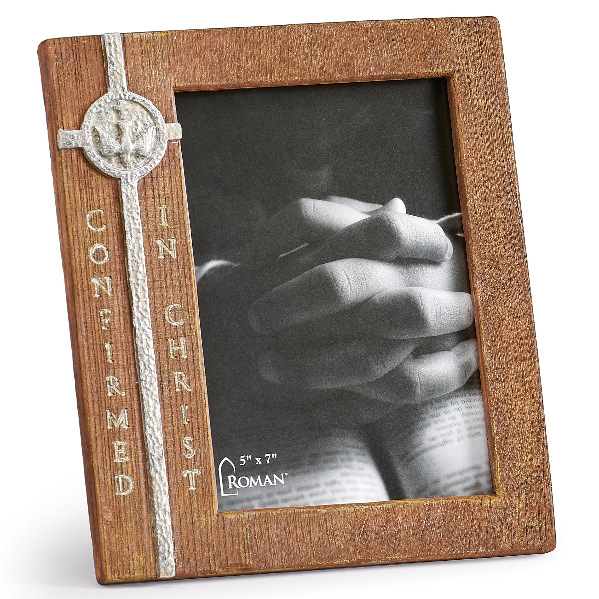 “Confirmed in Christ” Confirmation Frame with Rope Cross Accent