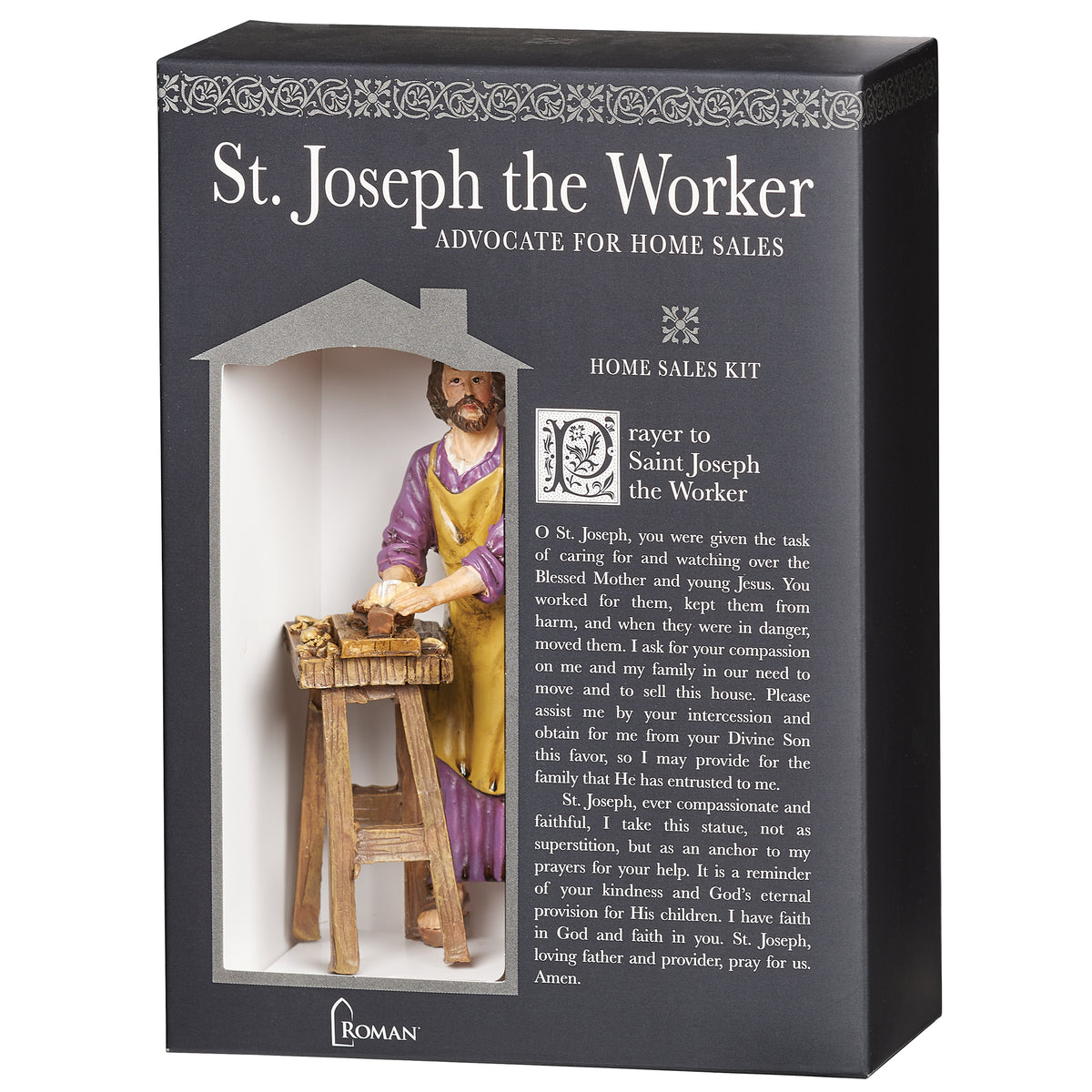St. Joseph the Worker Home Seller Kit shown on the front of its black informational gift box
