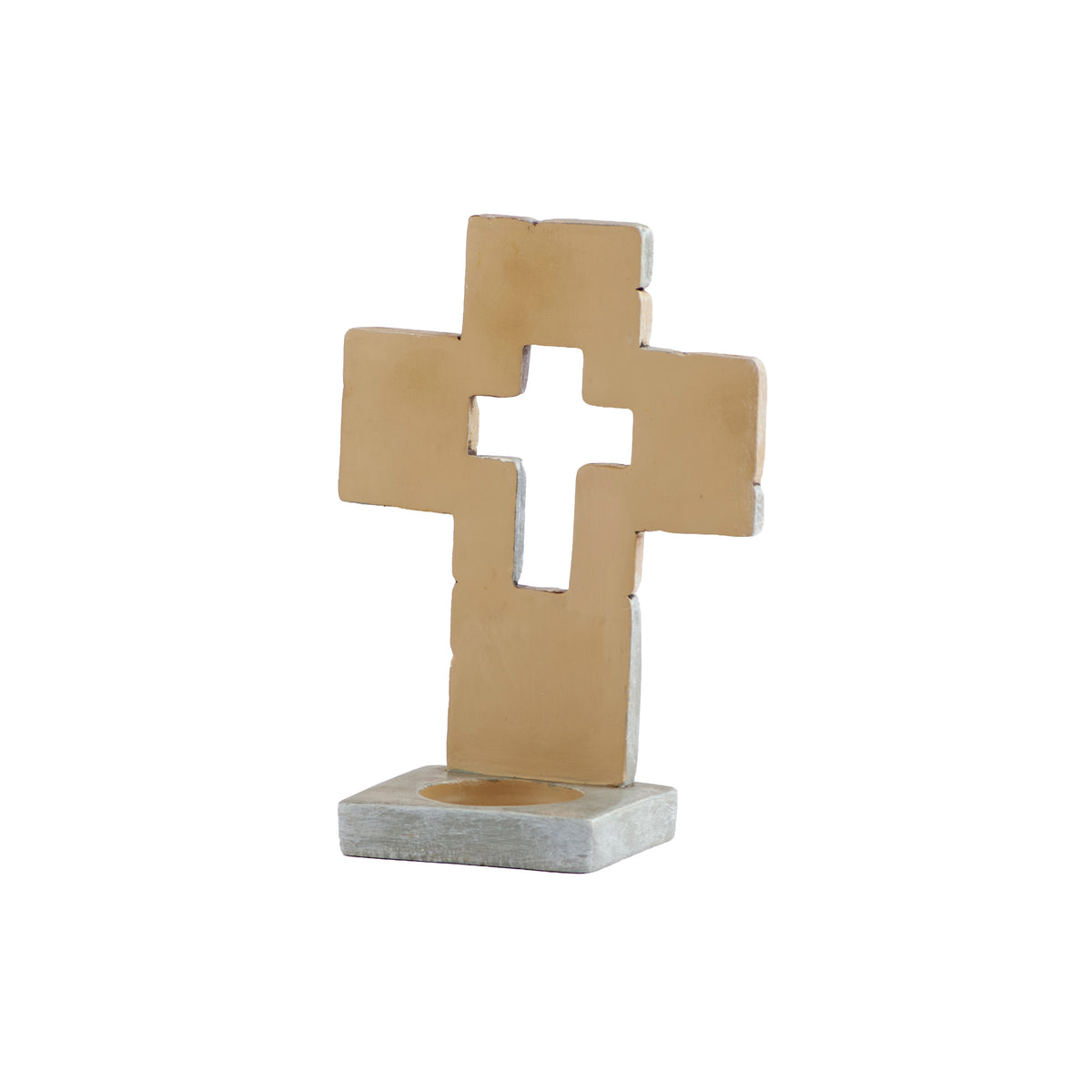 Crossword Cross Candle Holder back view