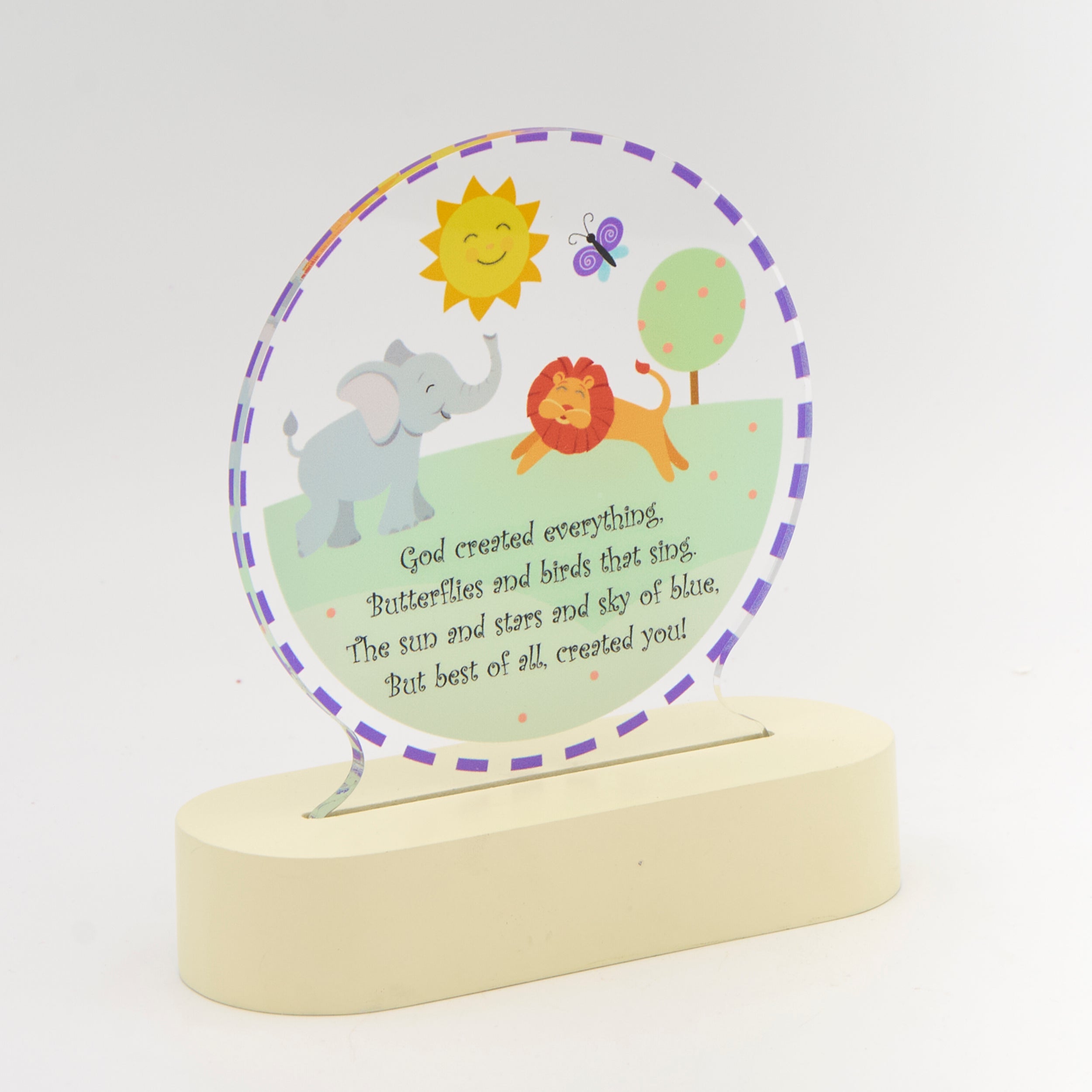 "God Created Everything" Lighted Tabletop Plaque
