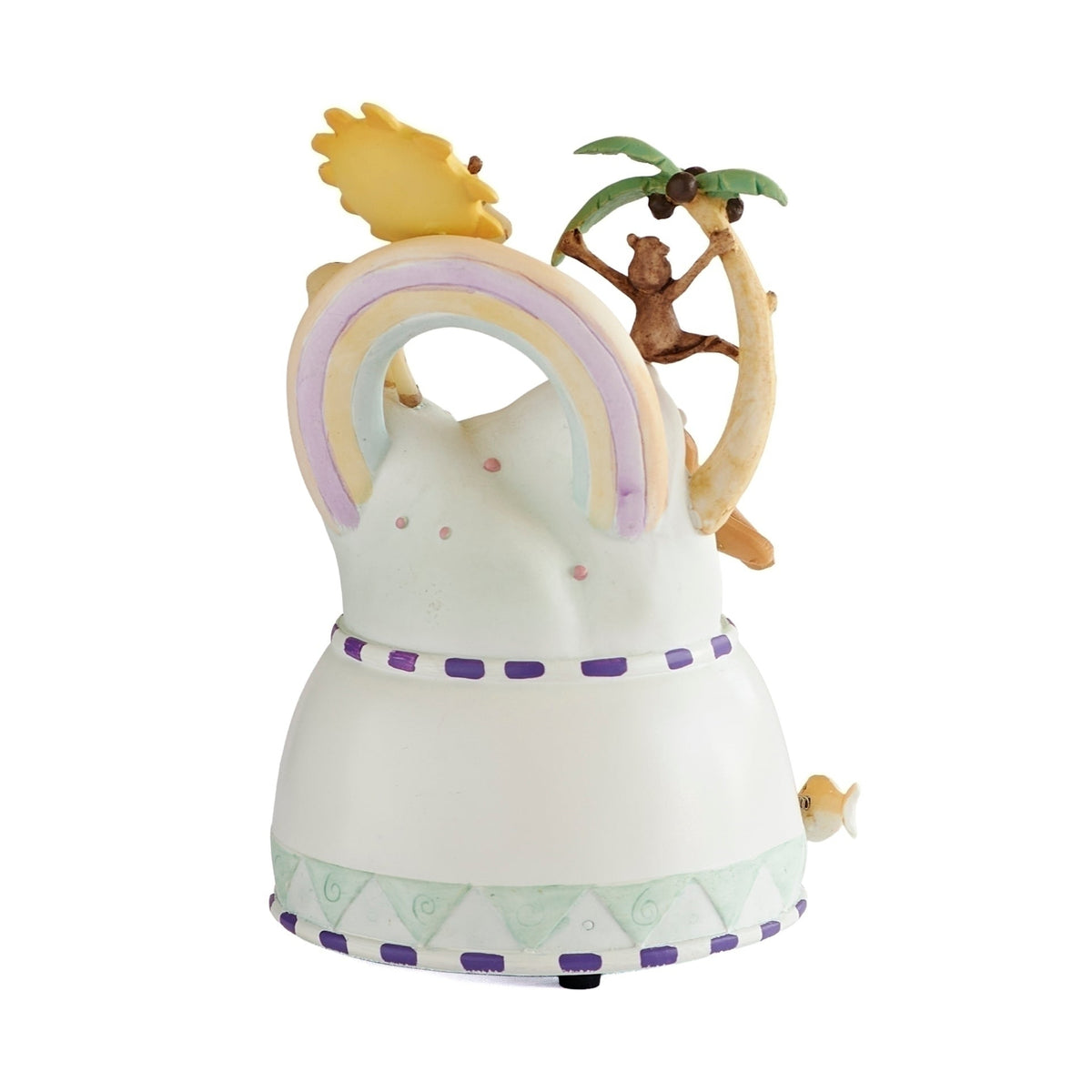 Back view of God Created You Musical Animal Figure showing the open circular design and colorful sculpted details
