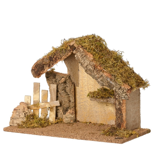 Fontanini Lighted Stable with Split Rail Fence - 5" Scale