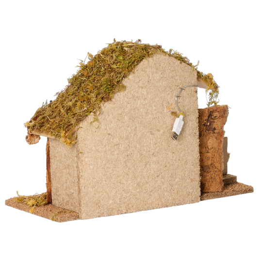 Fontanini Lighted Stable with Split Rail Fence - 5" Scale