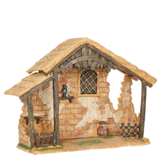 Fontanini Lighted Resin Nativity Stable - 7.5" Scale