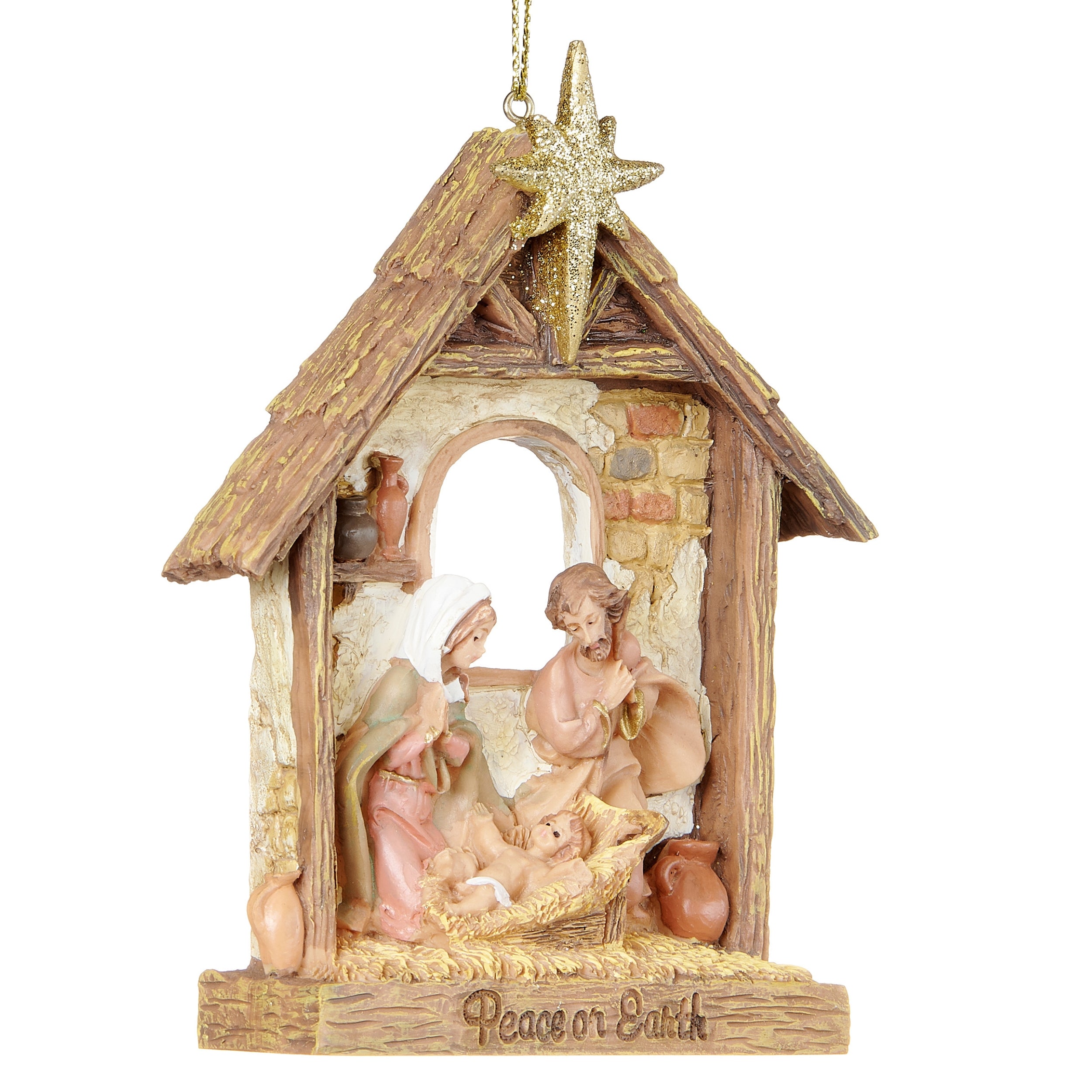 Fontanini Peace on Earth Nativity Ornament with Stable & Star