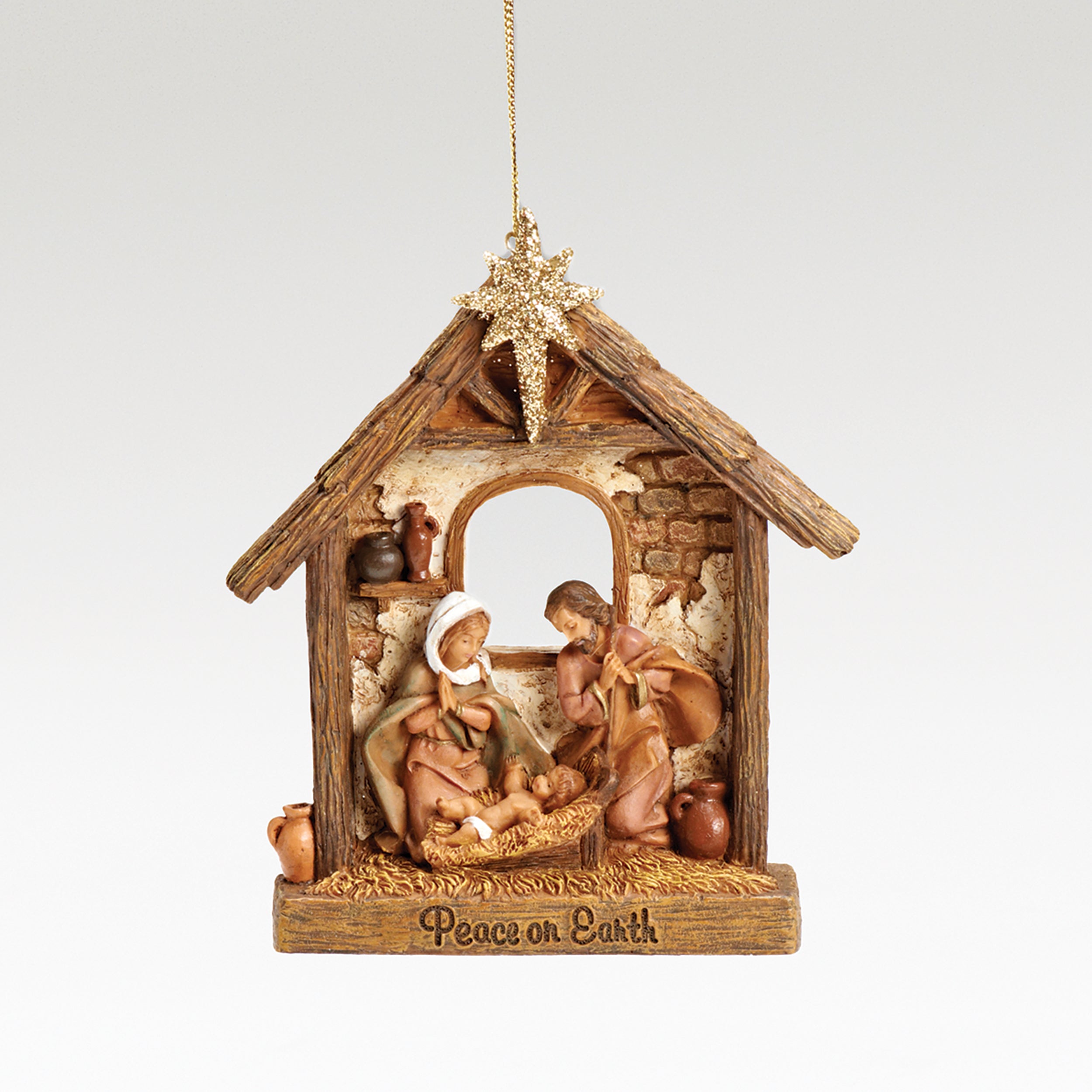 Fontanini Peace on Earth Nativity Ornament with Stable & Star