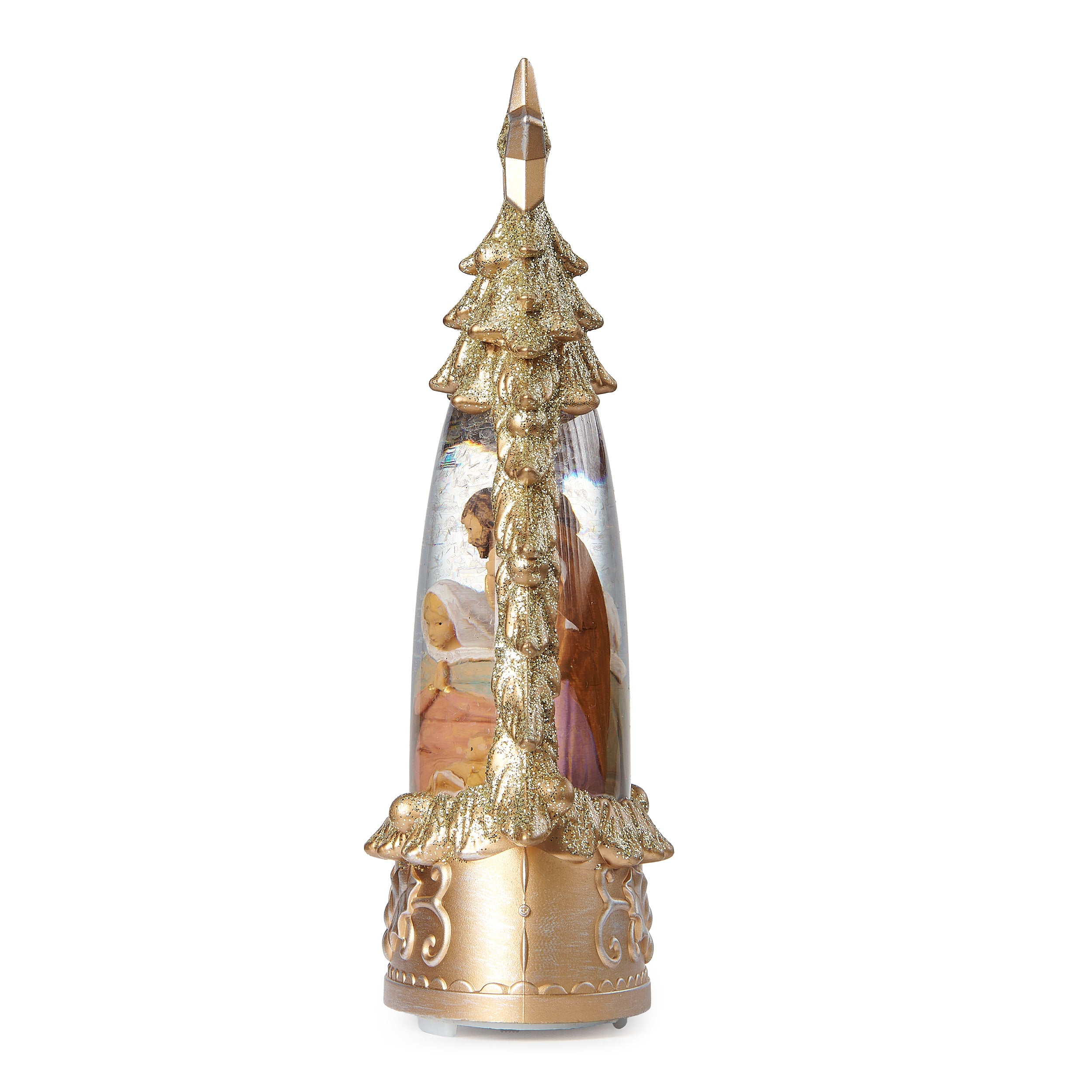 Fontanini Gold Glitter Lighted Swirl Christmas Tree - Shimmering Merry Lites