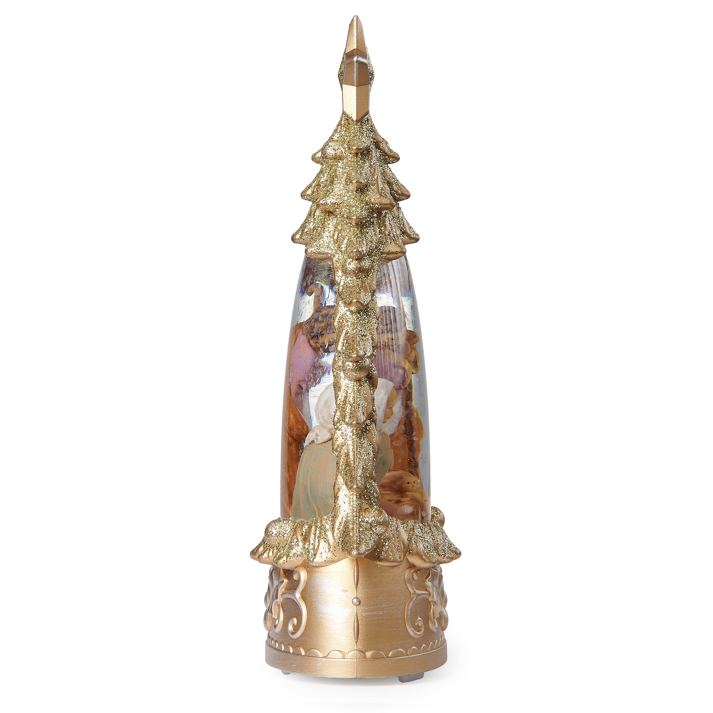 Fontanini Gold Glitter Lighted Swirl Christmas Tree - Shimmering Merry Lites