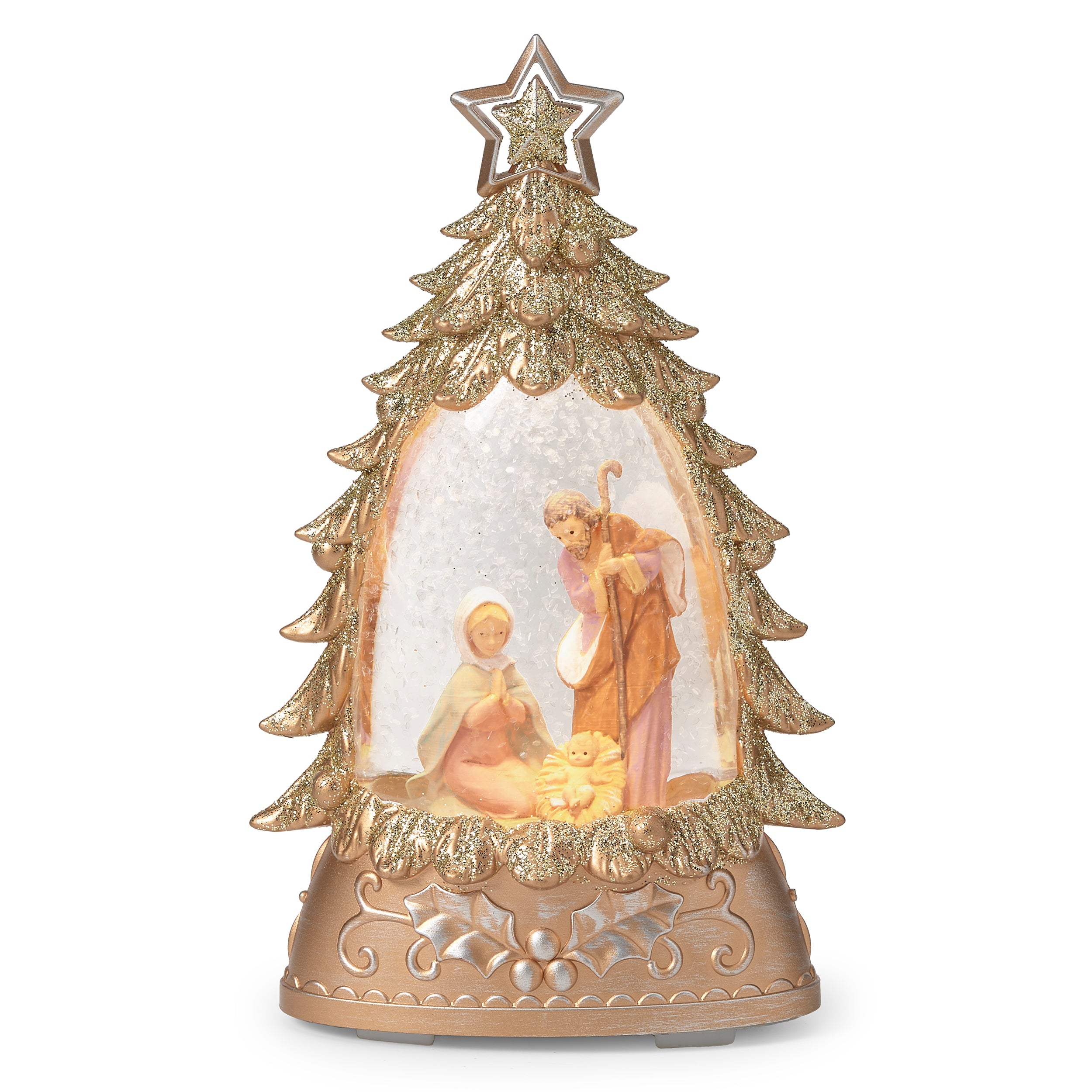 Fontanini Gold Glitter Lighted Swirl Christmas Tree - Shimmering Merry Lites