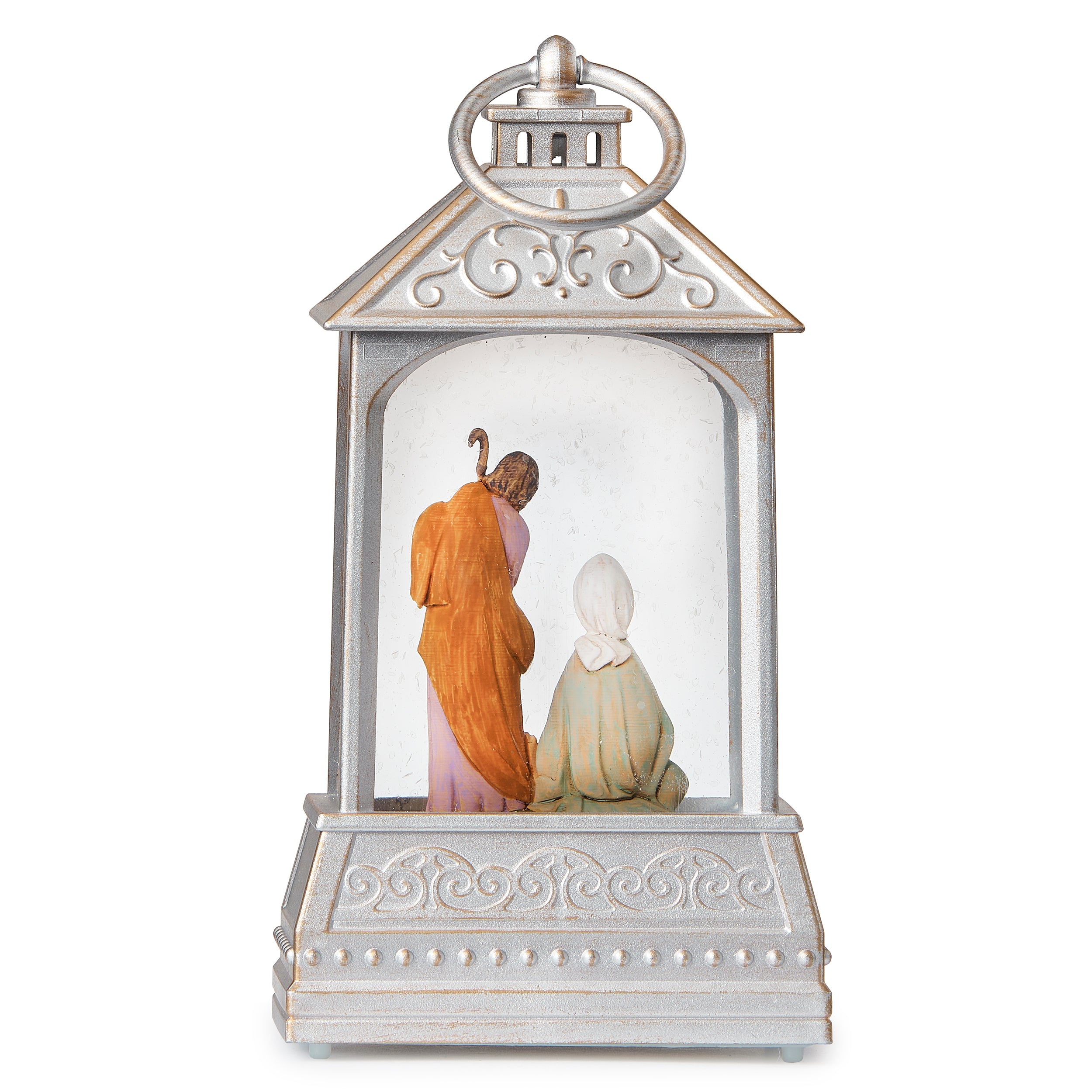 Fontanini Lighted Silver Holy Family Lantern - Shimmering Merry Lites