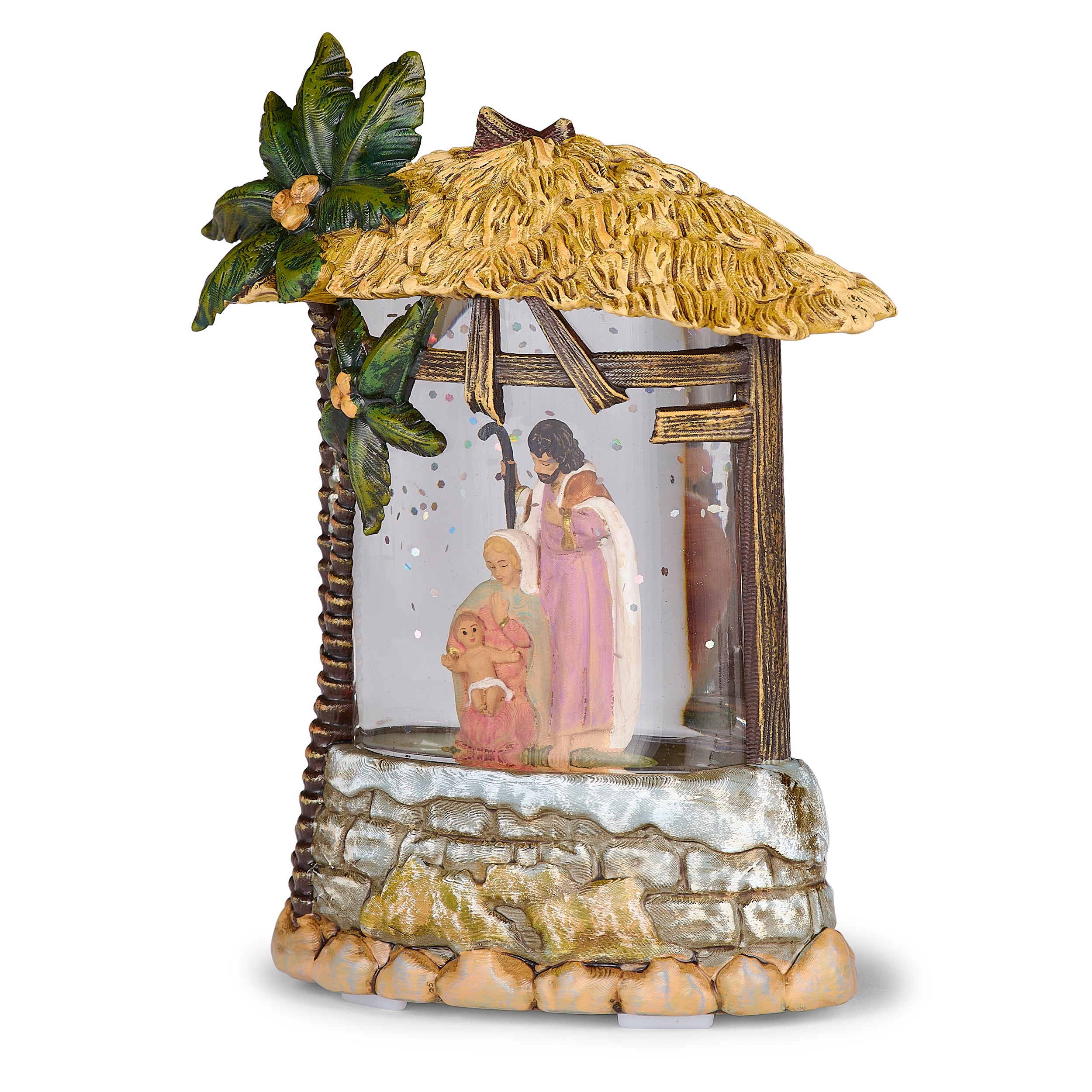 Fontanini Holy Family & Palm Tree Stable - Shimmering Merry Lites