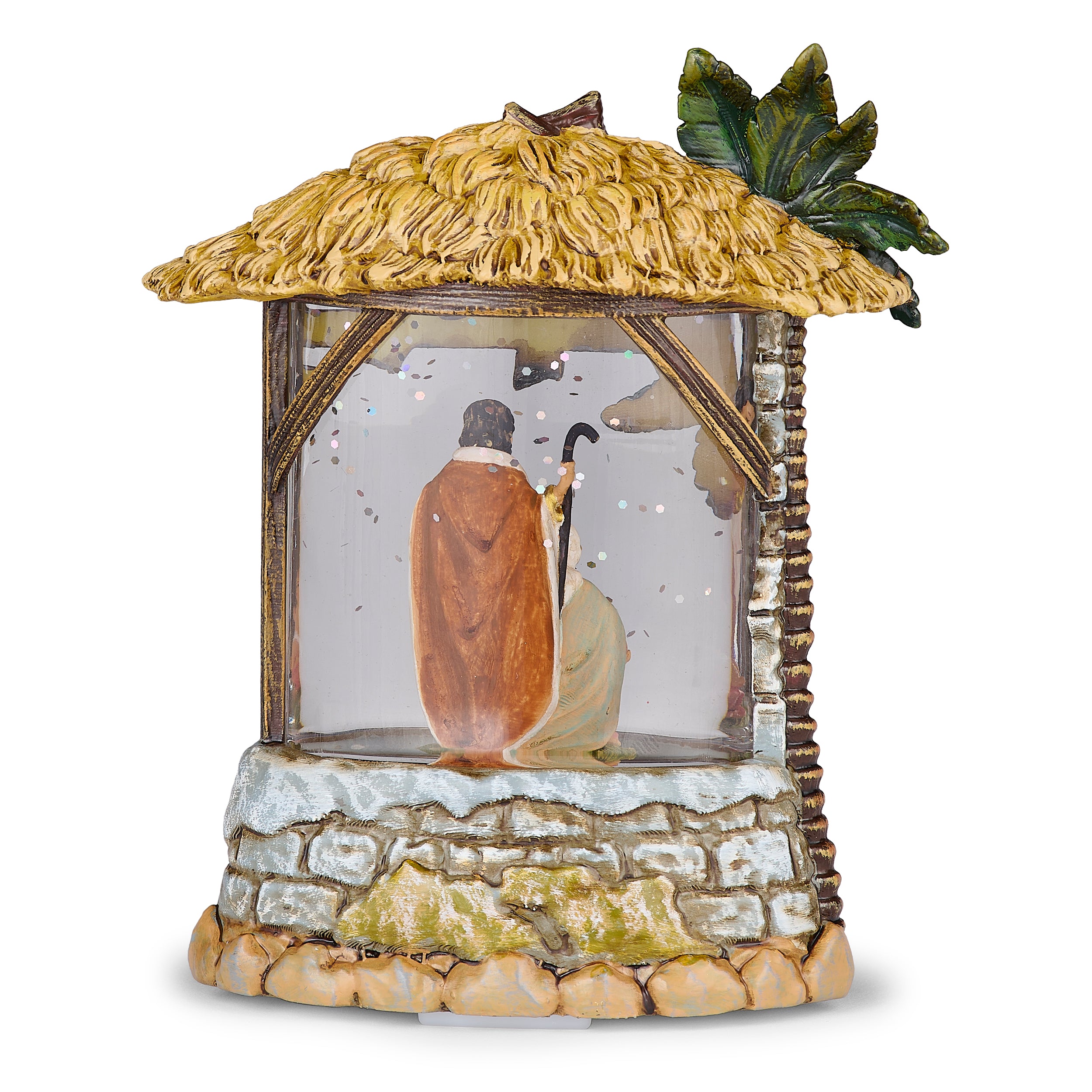 Fontanini Holy Family & Palm Tree Stable - Shimmering Merry Lites