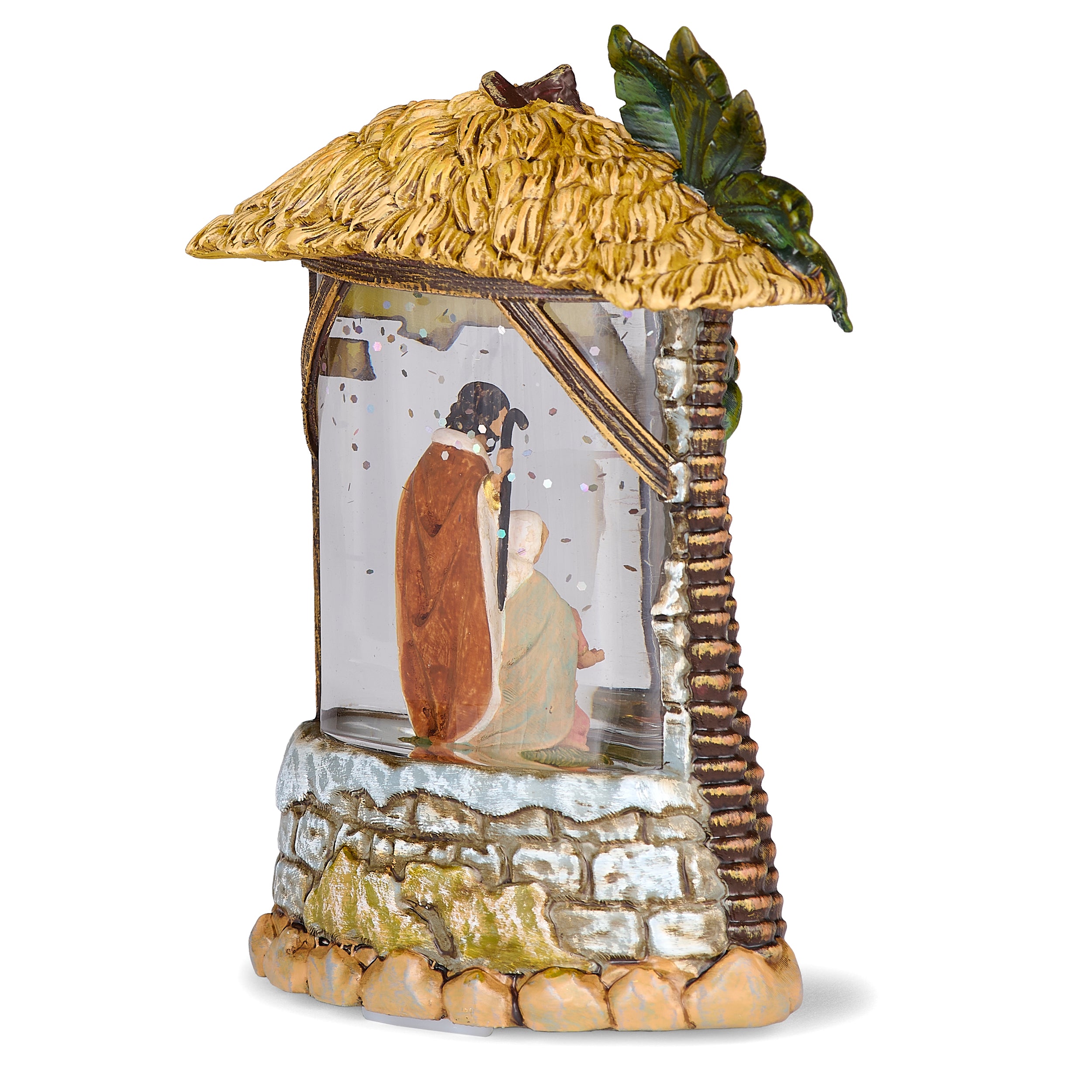 Fontanini Holy Family & Palm Tree Stable - Shimmering Merry Lites