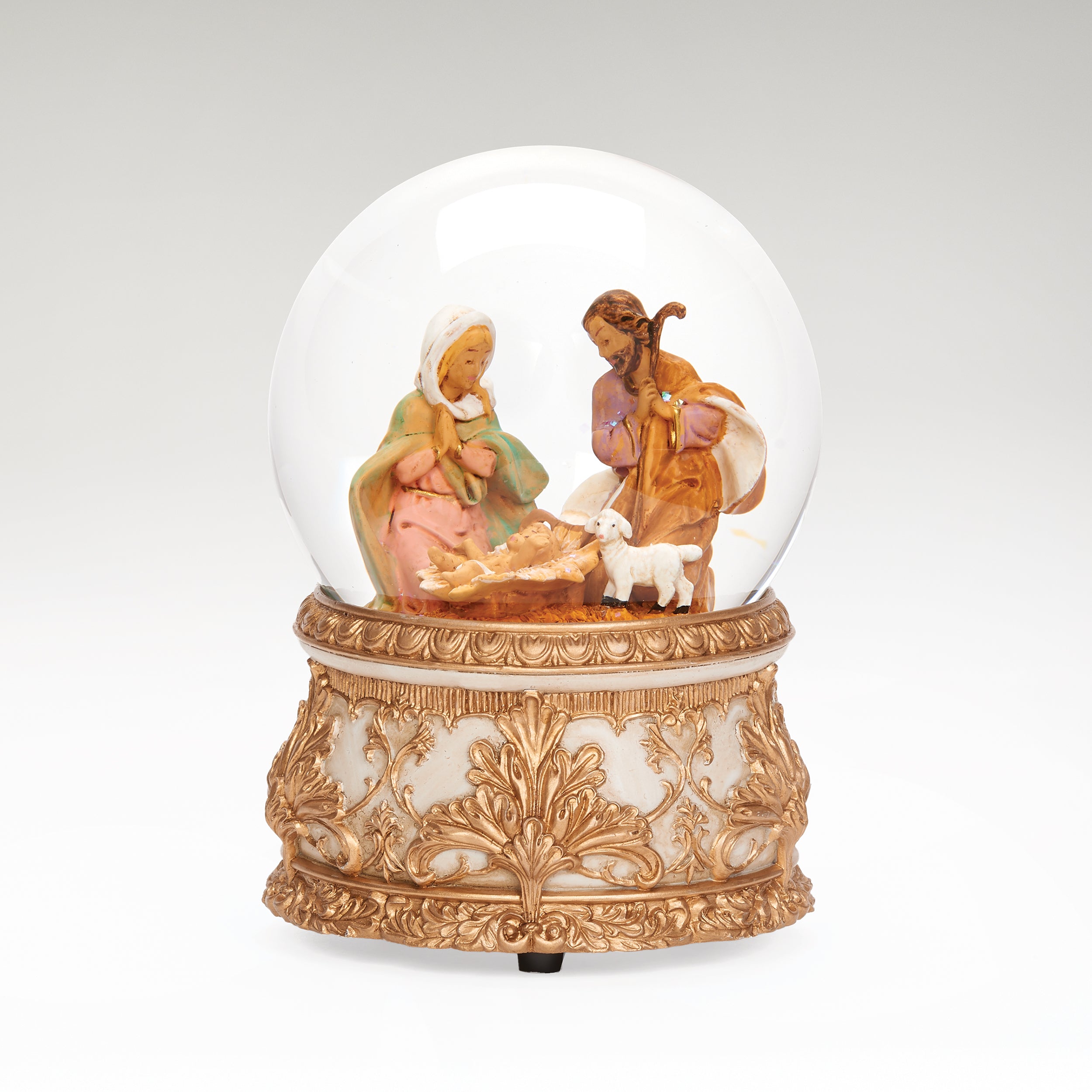 Fontanini Holy Family with Gold & Ivory Musical Glitterdome - "O Holy Night” Tune