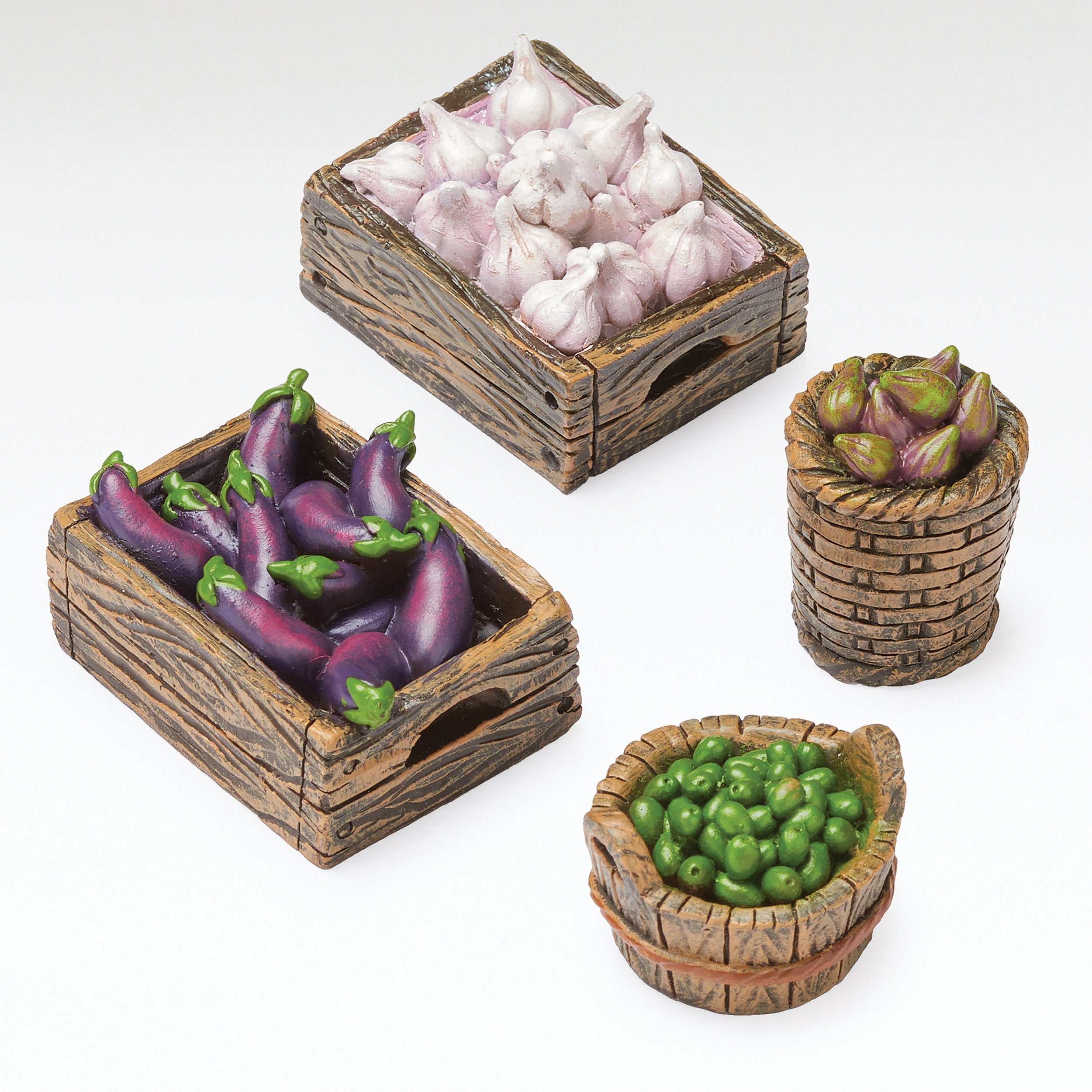 Fontanini Market Crate & Produce Basket Set - 5" Scale