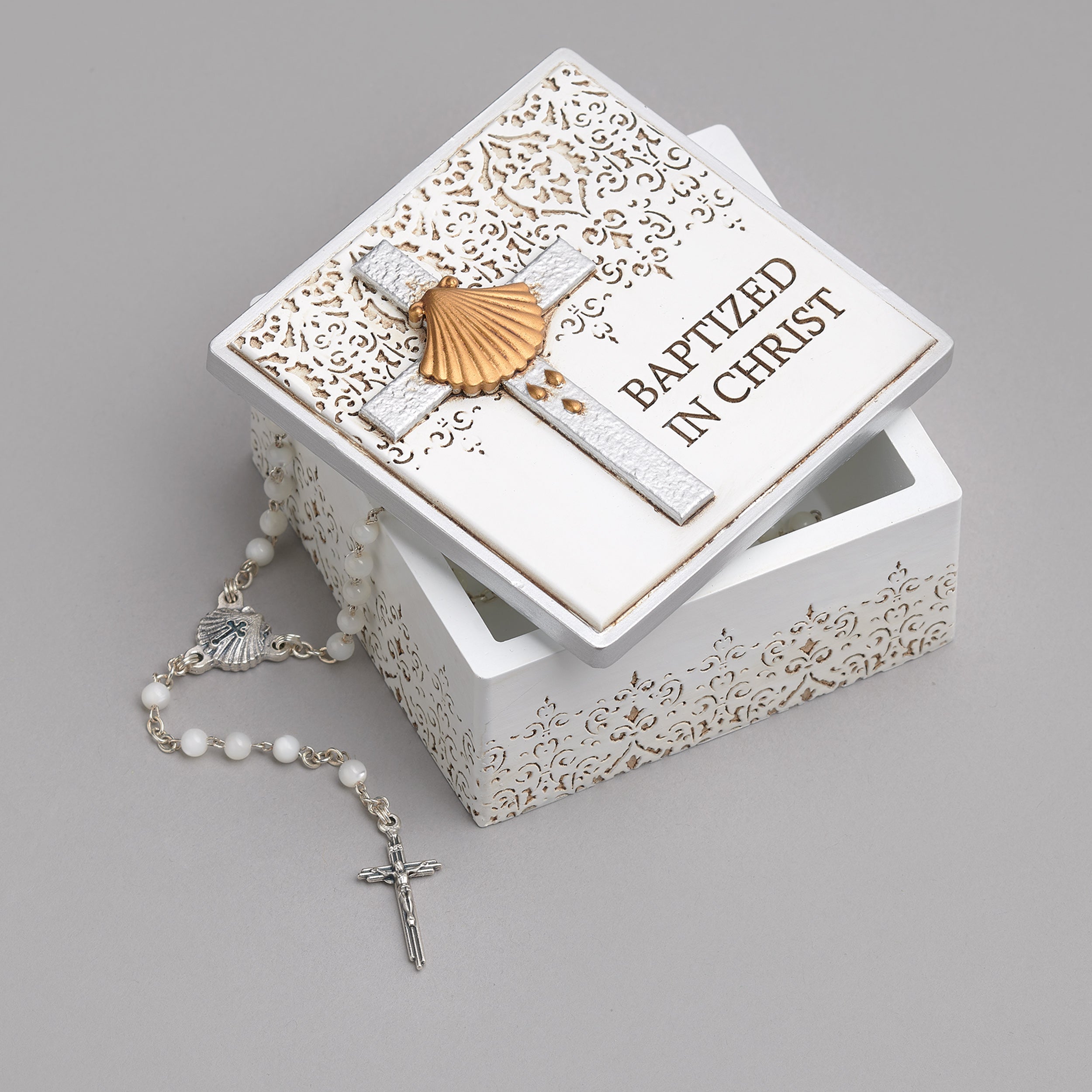Joseph's Studio Square Baptism Keepsake Box with Sacrament Symbols