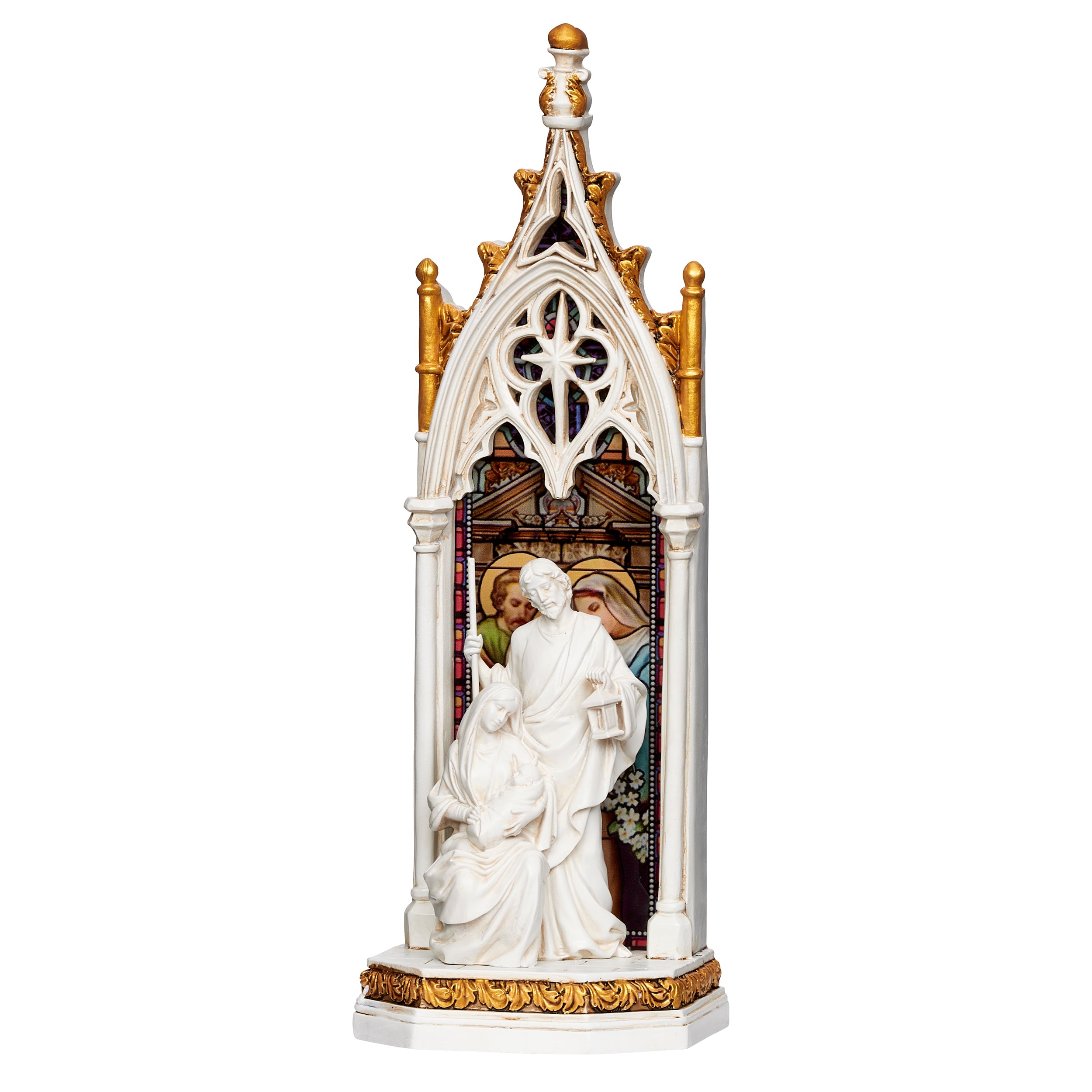 Joseph's Studio Lighted Holy Family Stained Glass Window Figure- Renaissance Collection