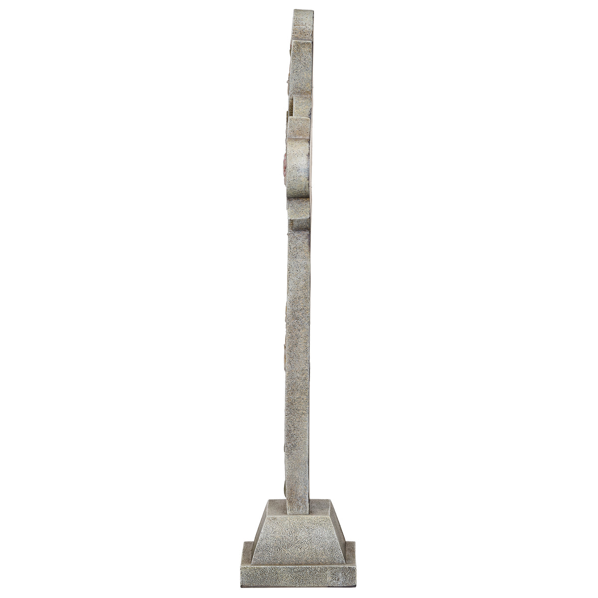 Opposite side profile of Joseph's Studio Garden Cross with Roses showing the slim cross design and base