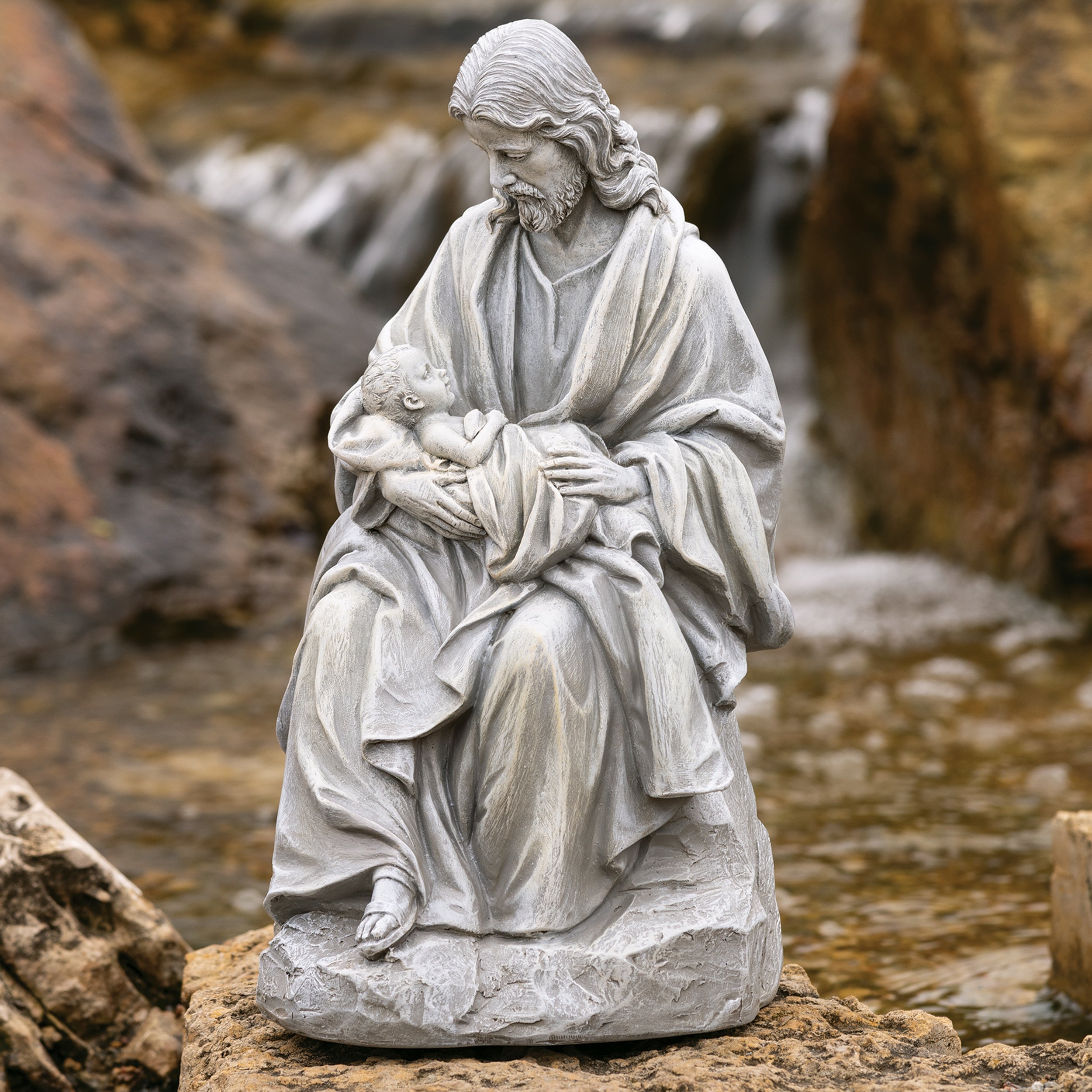 Joseph's Studio Jesus Holding Baby Garden Statue