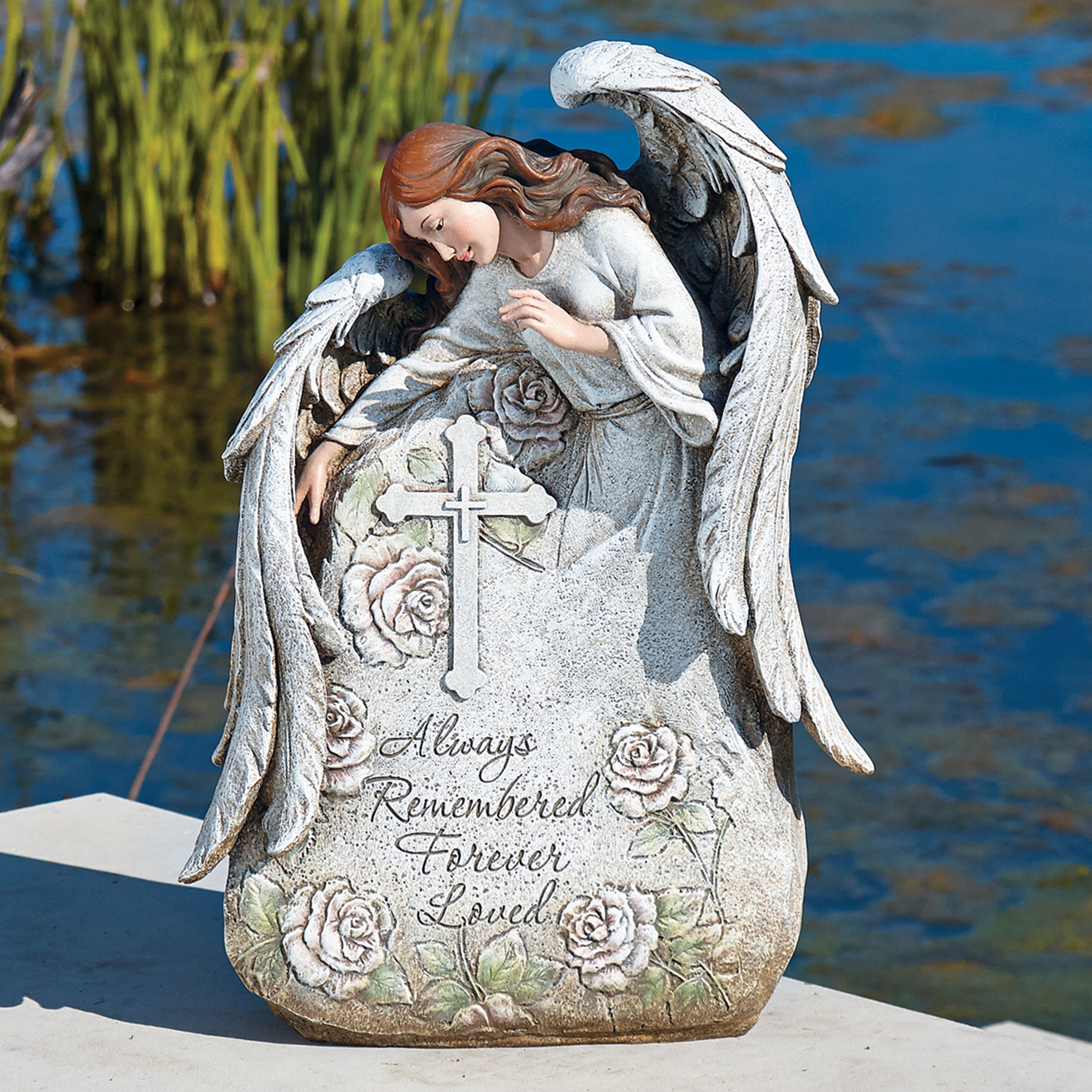 Joseph's Studio Memorial Stone with Angel Garden Statue