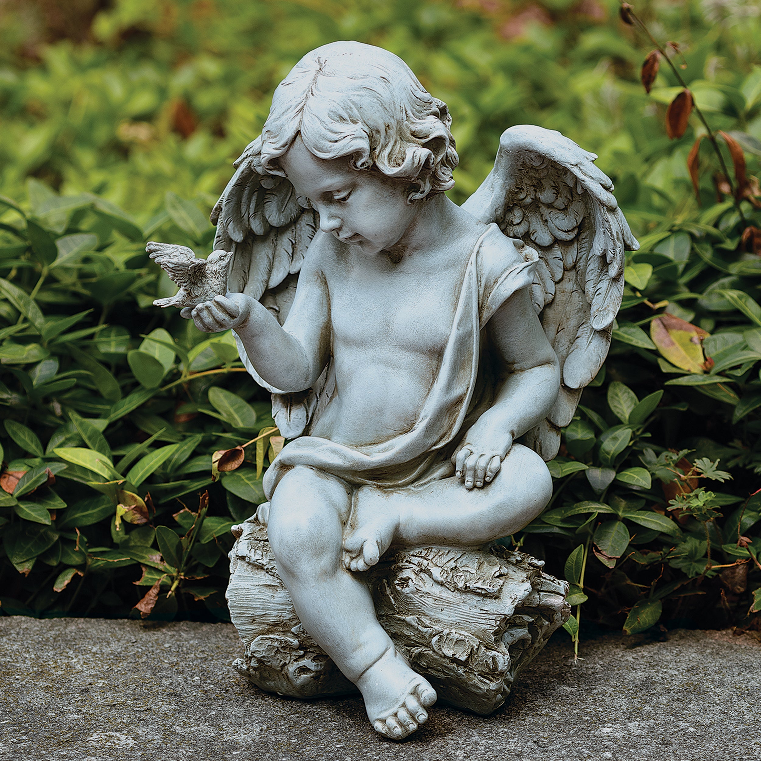 Joseph's Studio Cherub With Dove Garden Statue