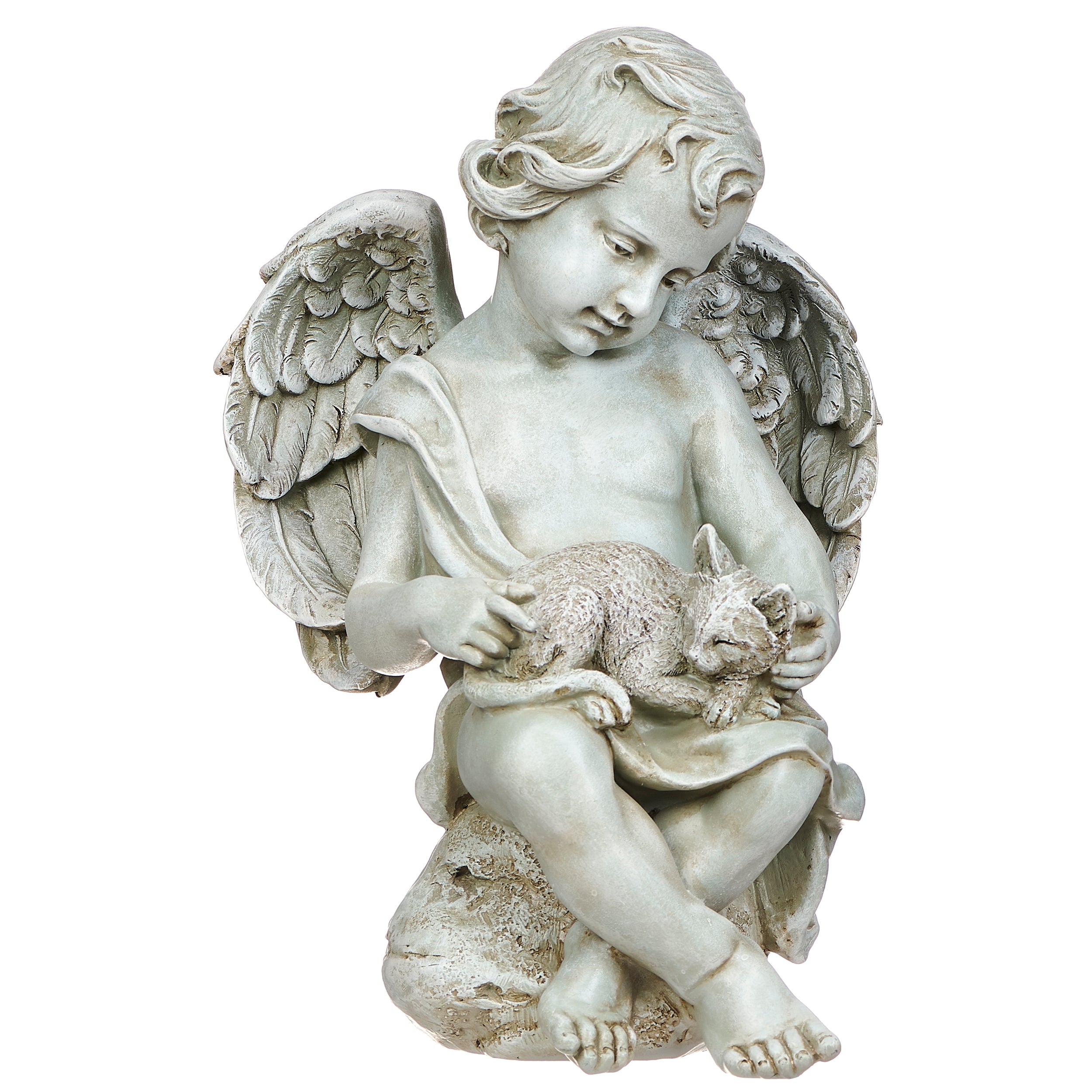 Joseph's Studio Cherub With Kitten Garden Statue