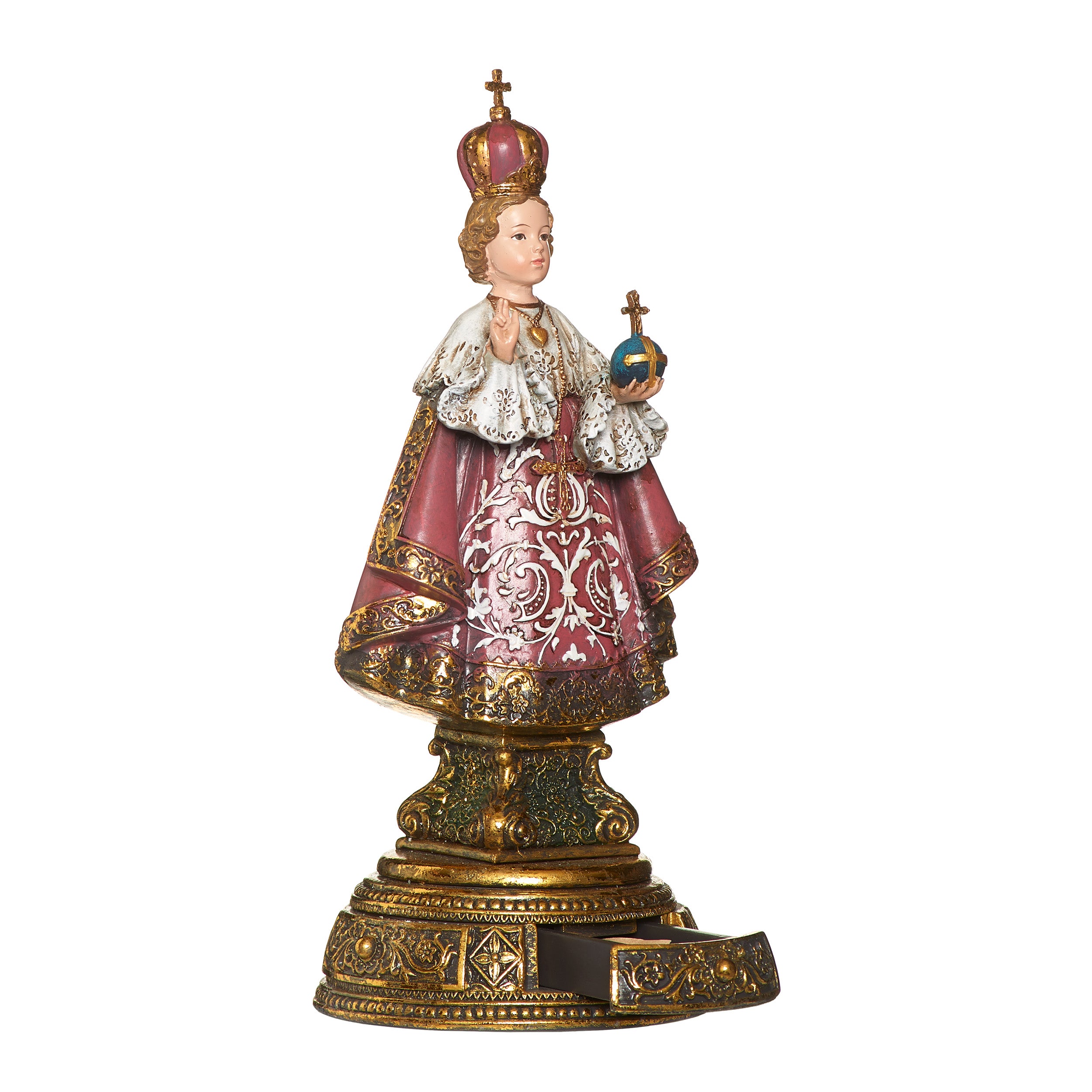 Decorative figurine with intricate details on a white background
