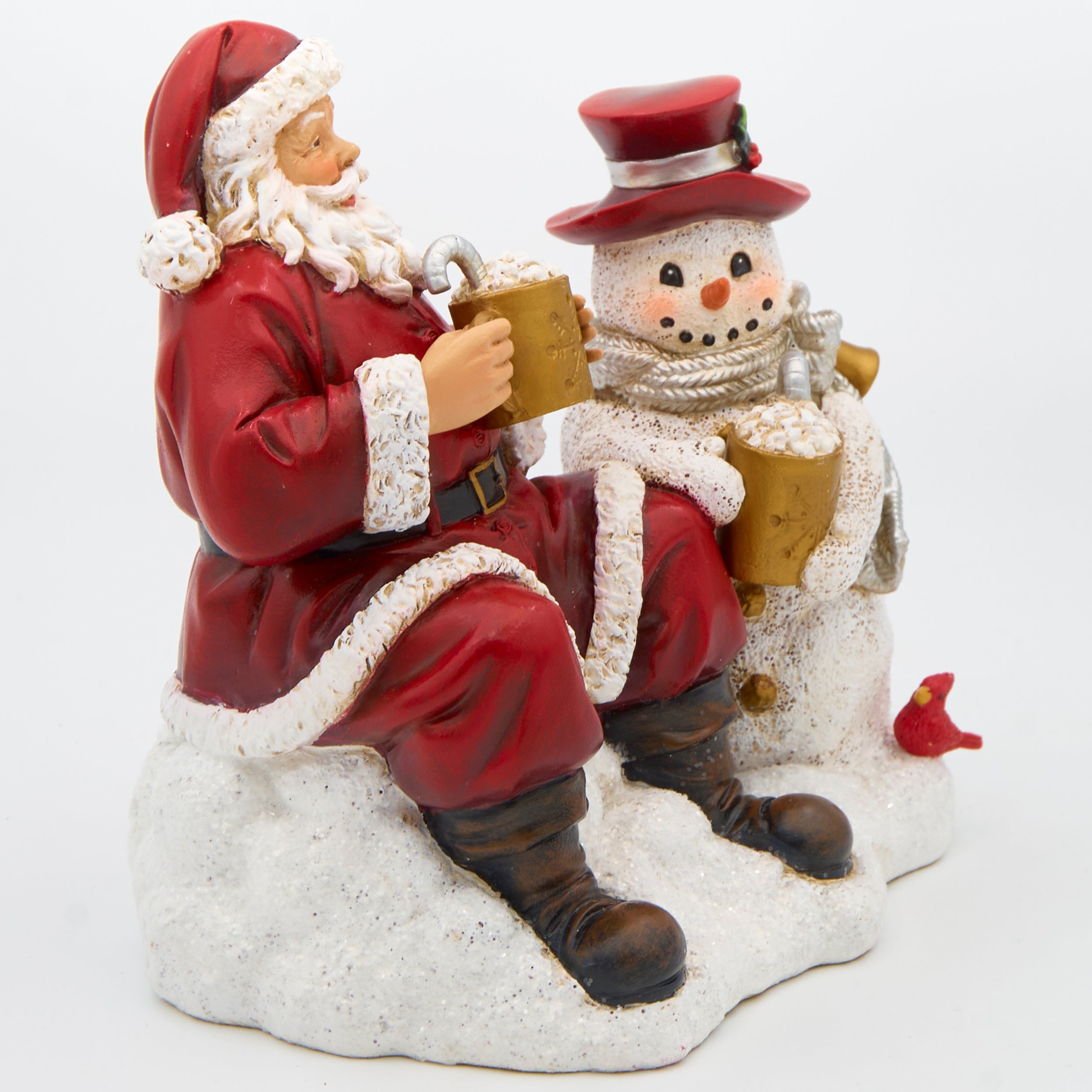 Joseph's Studio Santa and Snowman Drinking Hot Cocoa Figure