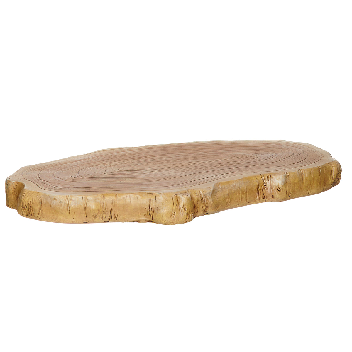 Faux wood base from Joseph's Studio Nativity Set shown separately with its natural slab-style shape and warm wood-tone finish