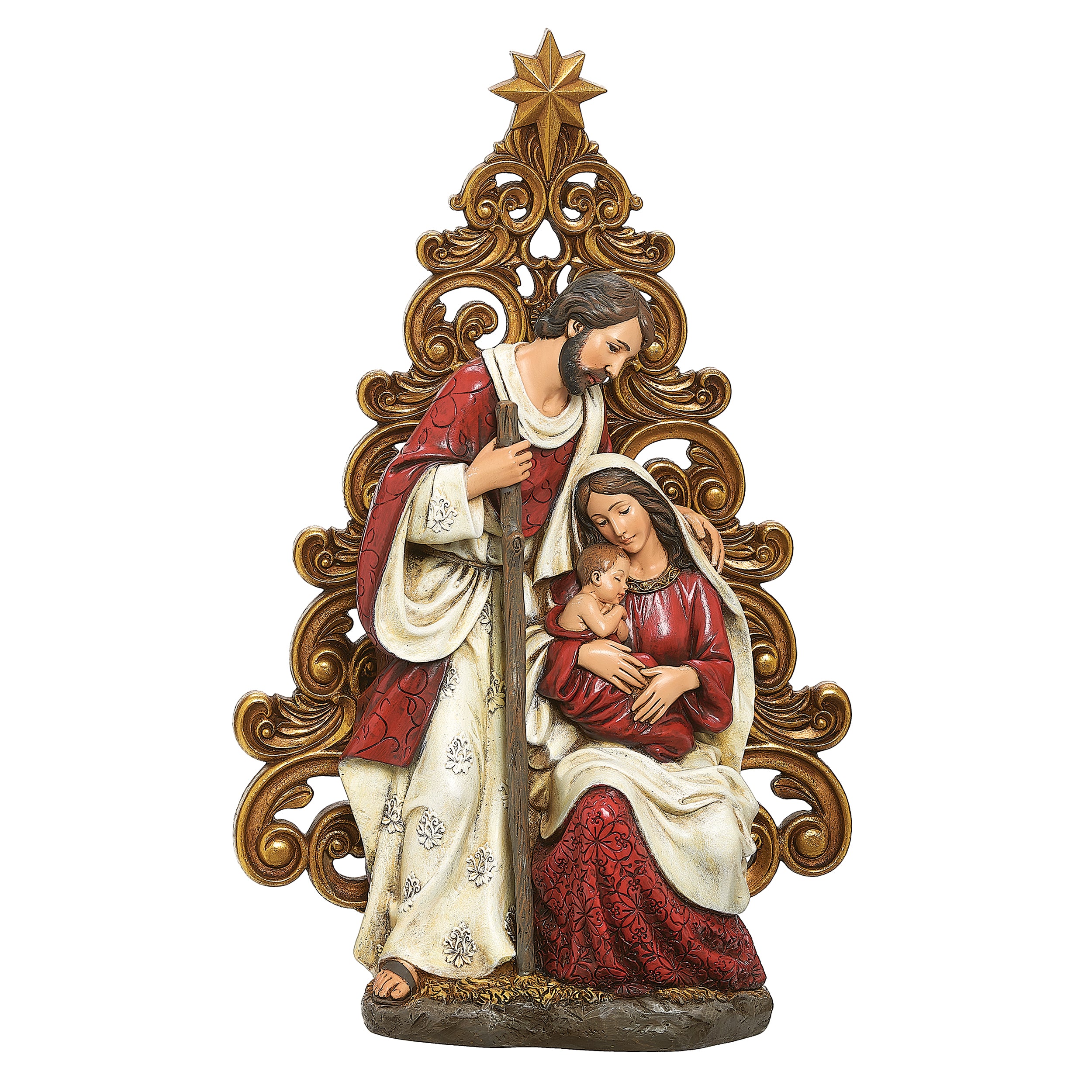 Joseph's Studio Holy Family with Gold Tree in Filigree Form