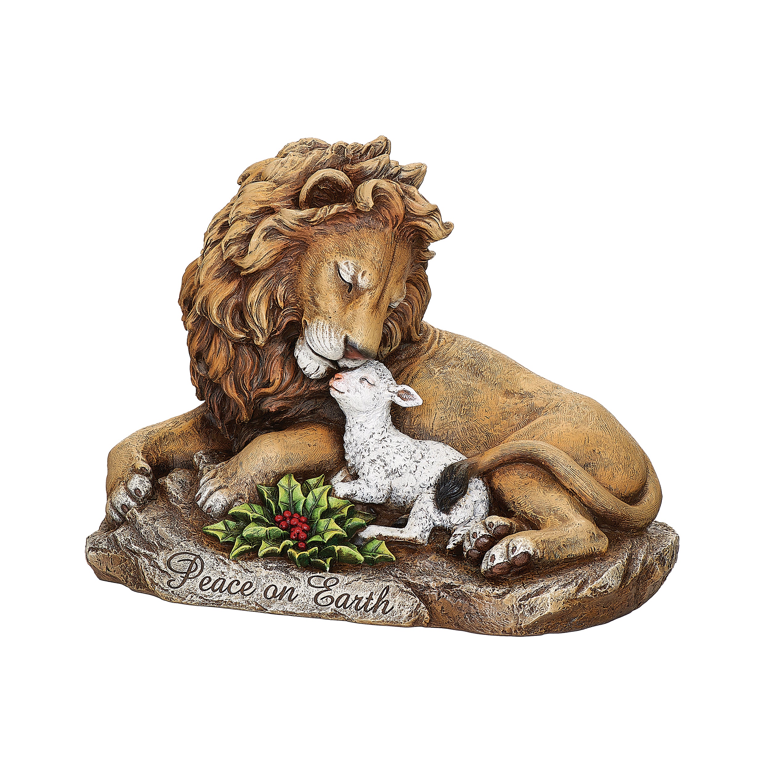 Joseph's Studio Lion & Lamb on a Rock Statue