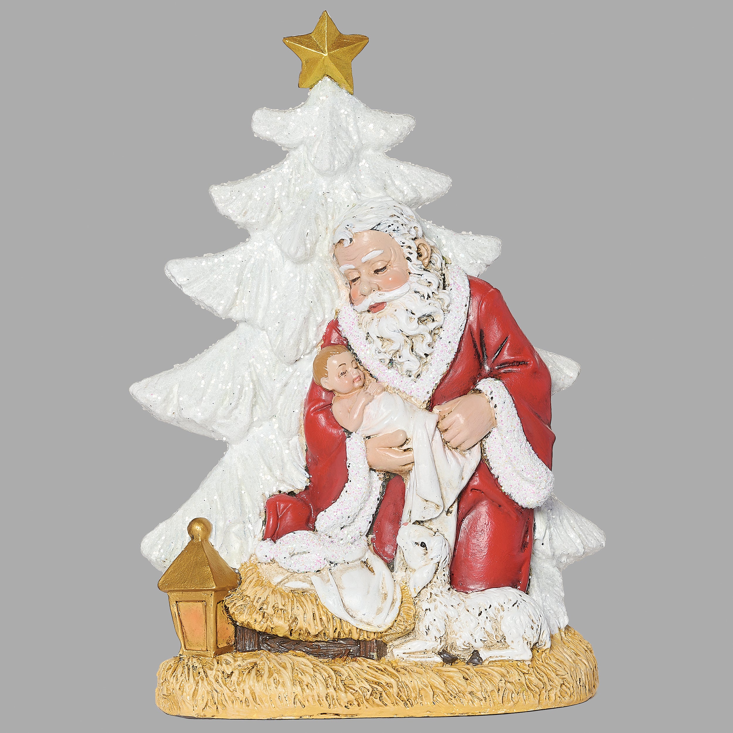 Joseph's Studio Santa Holding Baby Jesus Glitter Tree Figure