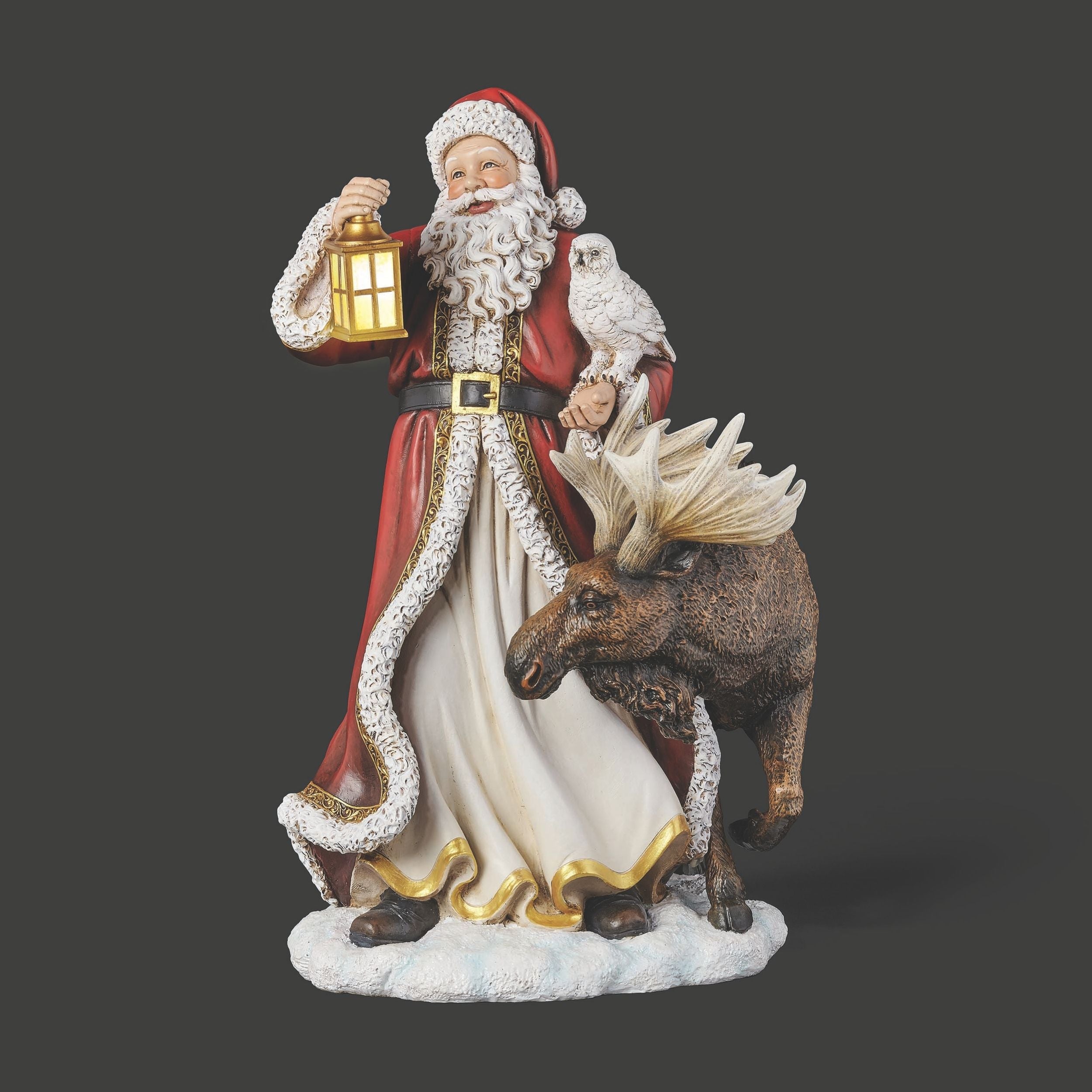 Joseph's Studio Santa with Moose Lighted Christmas Figure